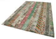 Handmade Area Rug – Durable Cotton Wool Rug Grey Patchwork Carpet 6'8''x9'11''