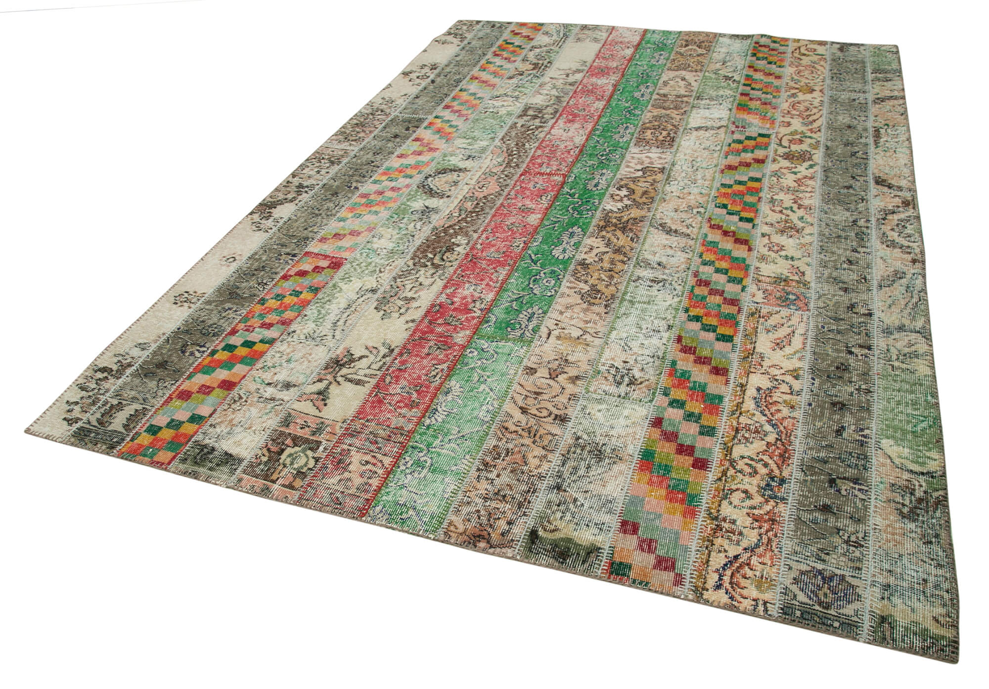 Handmade Area Rug – Durable Cotton Wool Rug Grey Patchwork Carpet 6'8''x9'11''