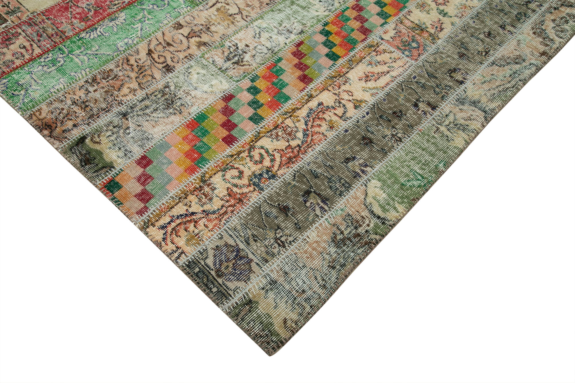 Handmade Area Rug – Durable Cotton Wool Rug Grey Patchwork Carpet 6'8''x9'11''