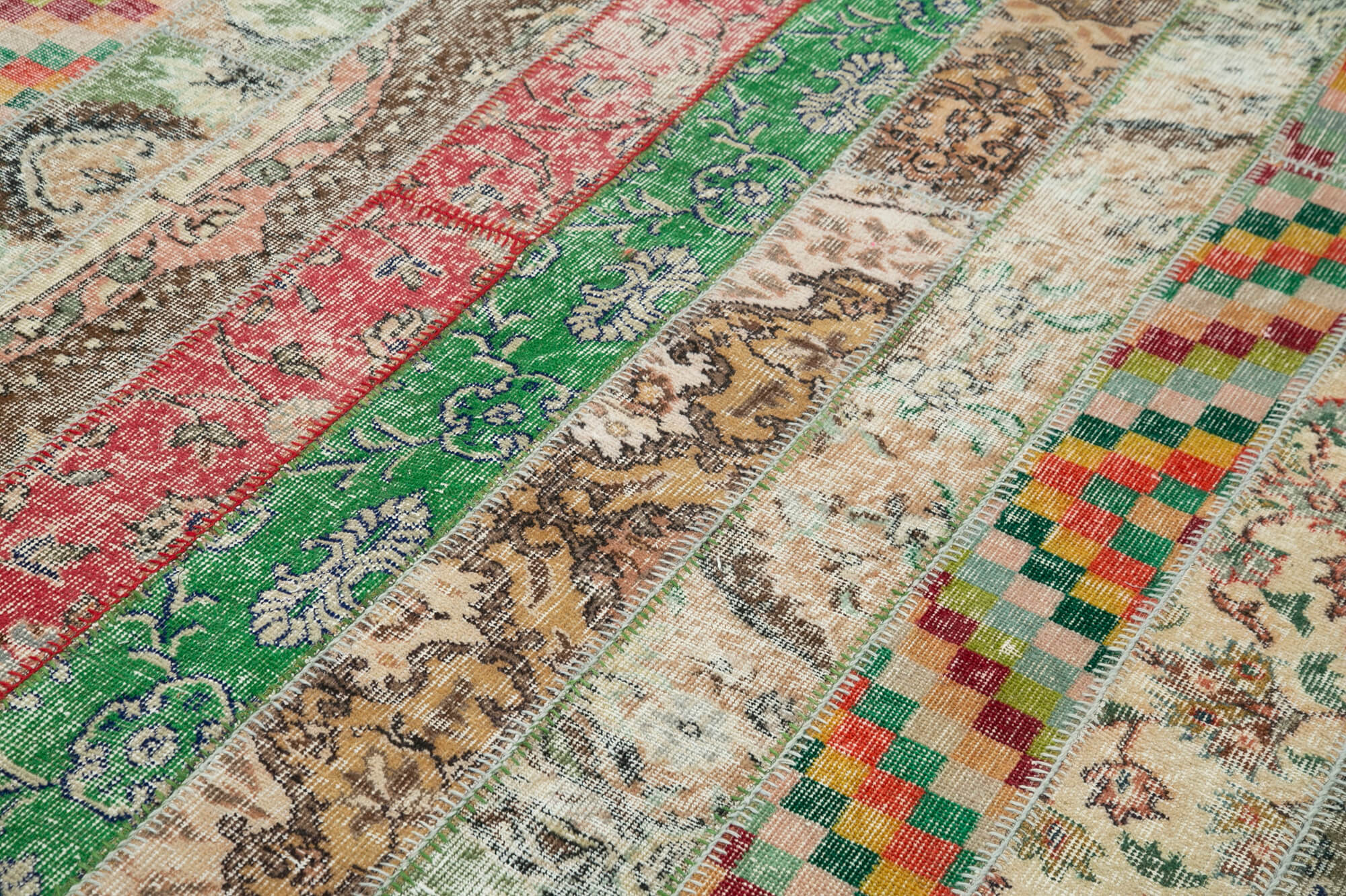 Handmade Area Rug – Durable Cotton Wool Rug Grey Patchwork Carpet 6'8''x9'11''