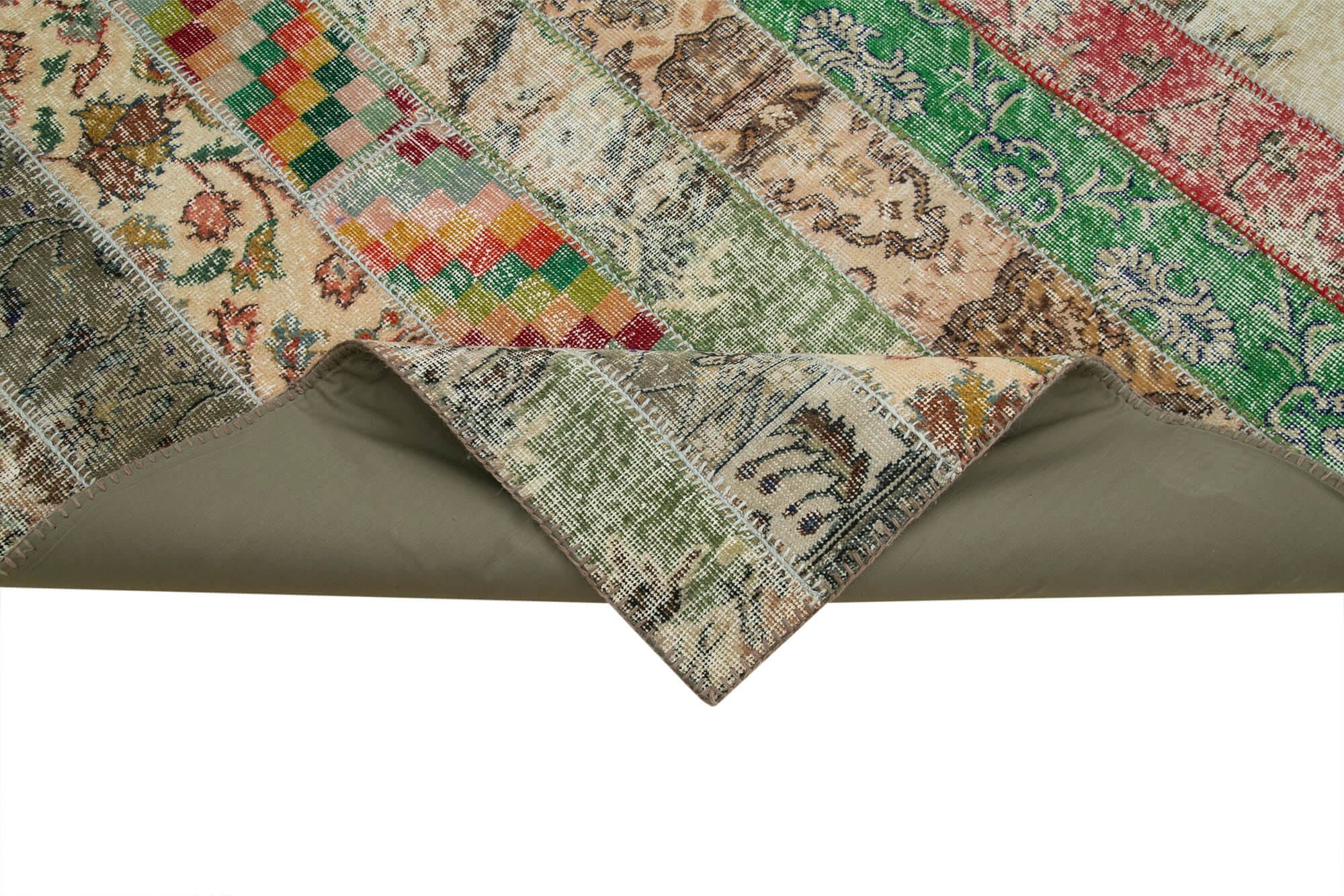 Handmade Area Rug – Durable Cotton Wool Rug Grey Patchwork Carpet 6'8''x9'11''