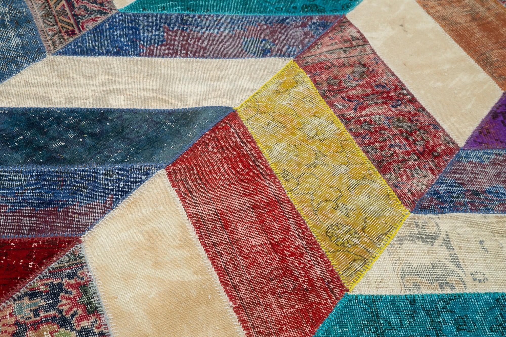 Handmade Area Rug – Kirk Yama Grey Patchwork Cotton Wool Carpet 6'5''x9'10''