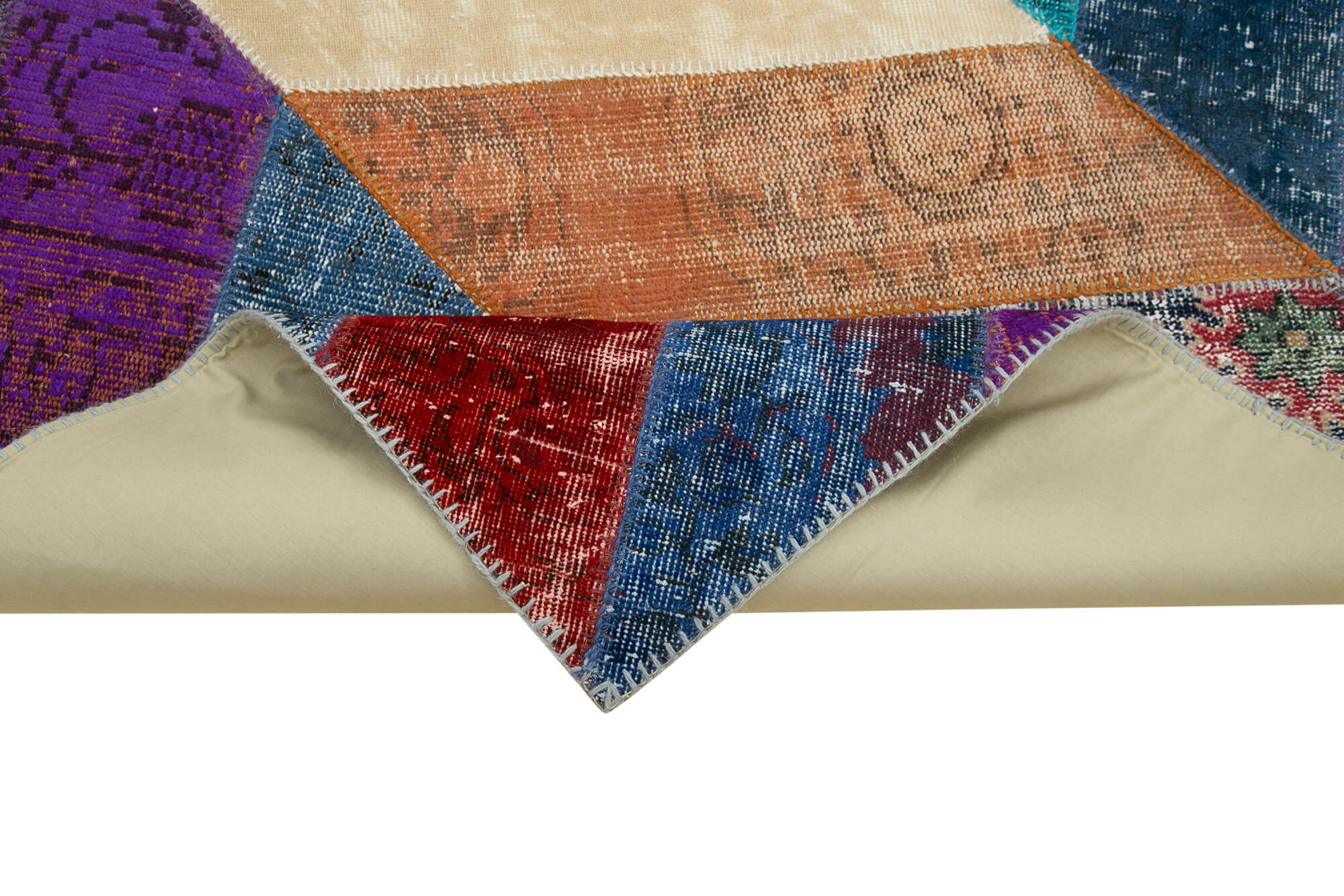 Handmade Area Rug – Kirk Yama Grey Patchwork Cotton Wool Carpet 6'5''x9'10''