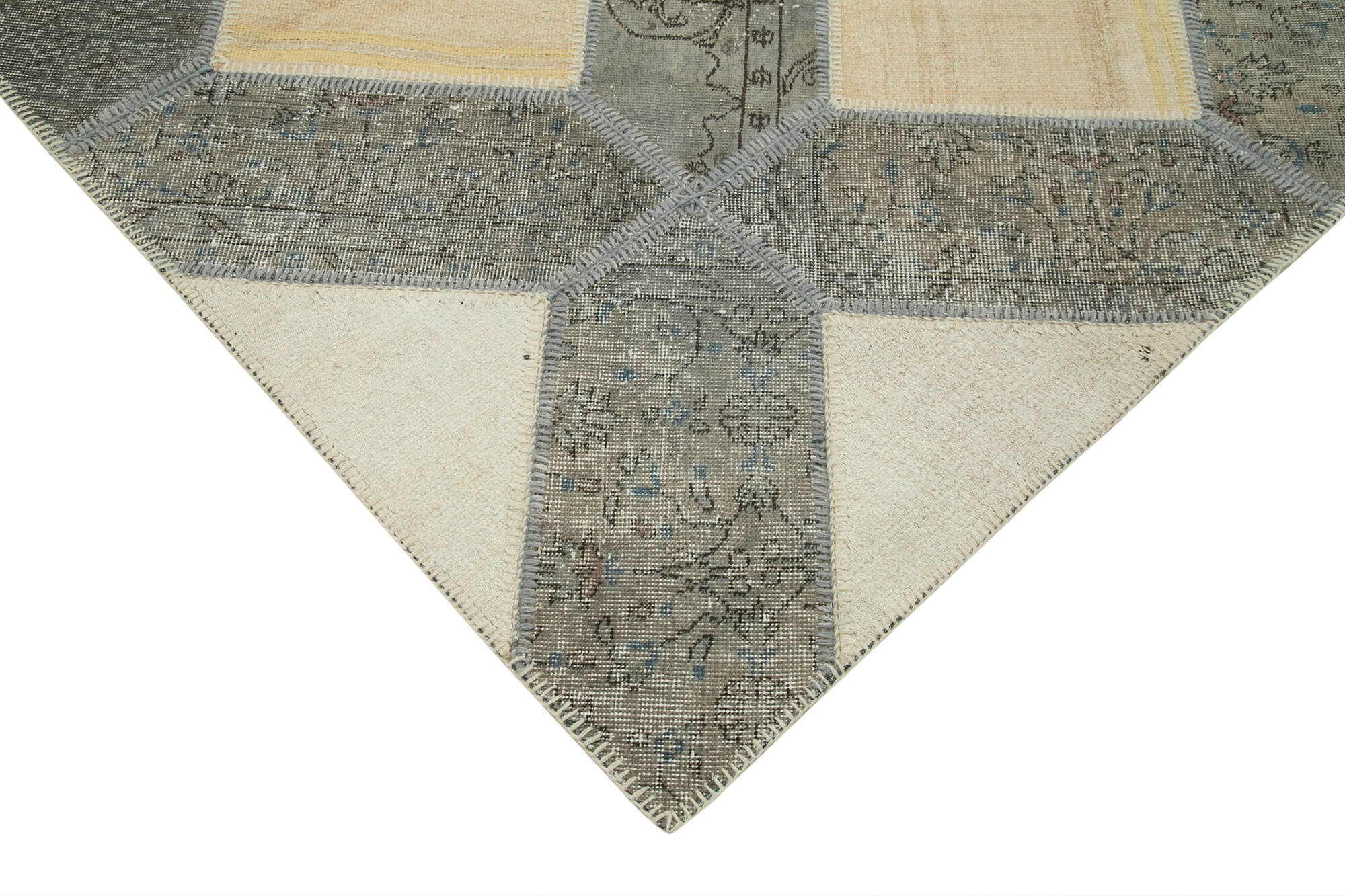 Handmade Patchwork Rug - Kirk Yama Grey Cotton Wool Area Rug 6'6" x 10'0"