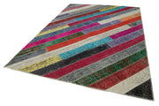 Handmade Patchwork Rug - Kirk Yama Grey Cotton Wool 6'9'' x 9'9'' Area Carpet