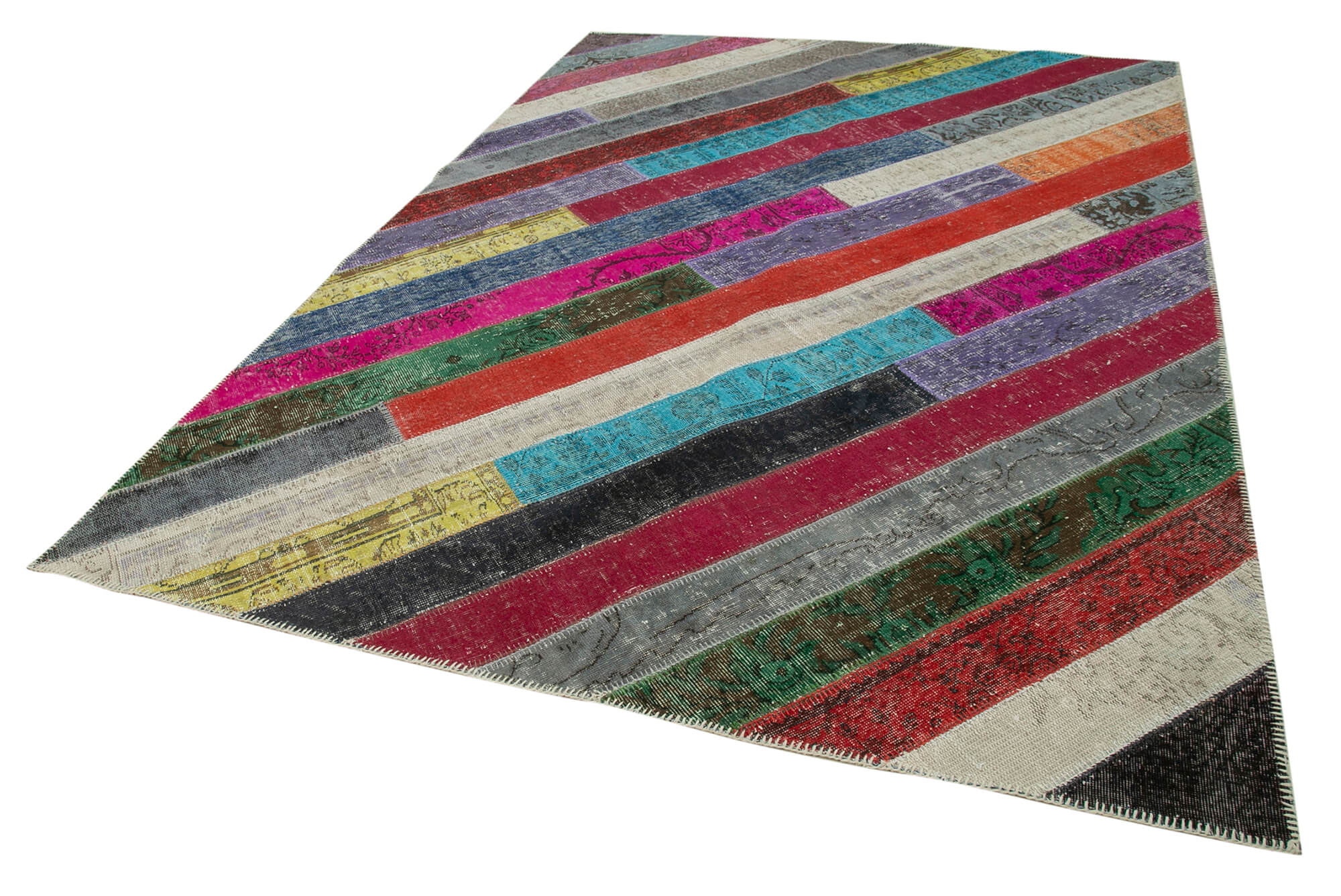 Handmade Patchwork Rug - Kirk Yama Grey Cotton Wool 6'9'' x 9'9'' Area Carpet