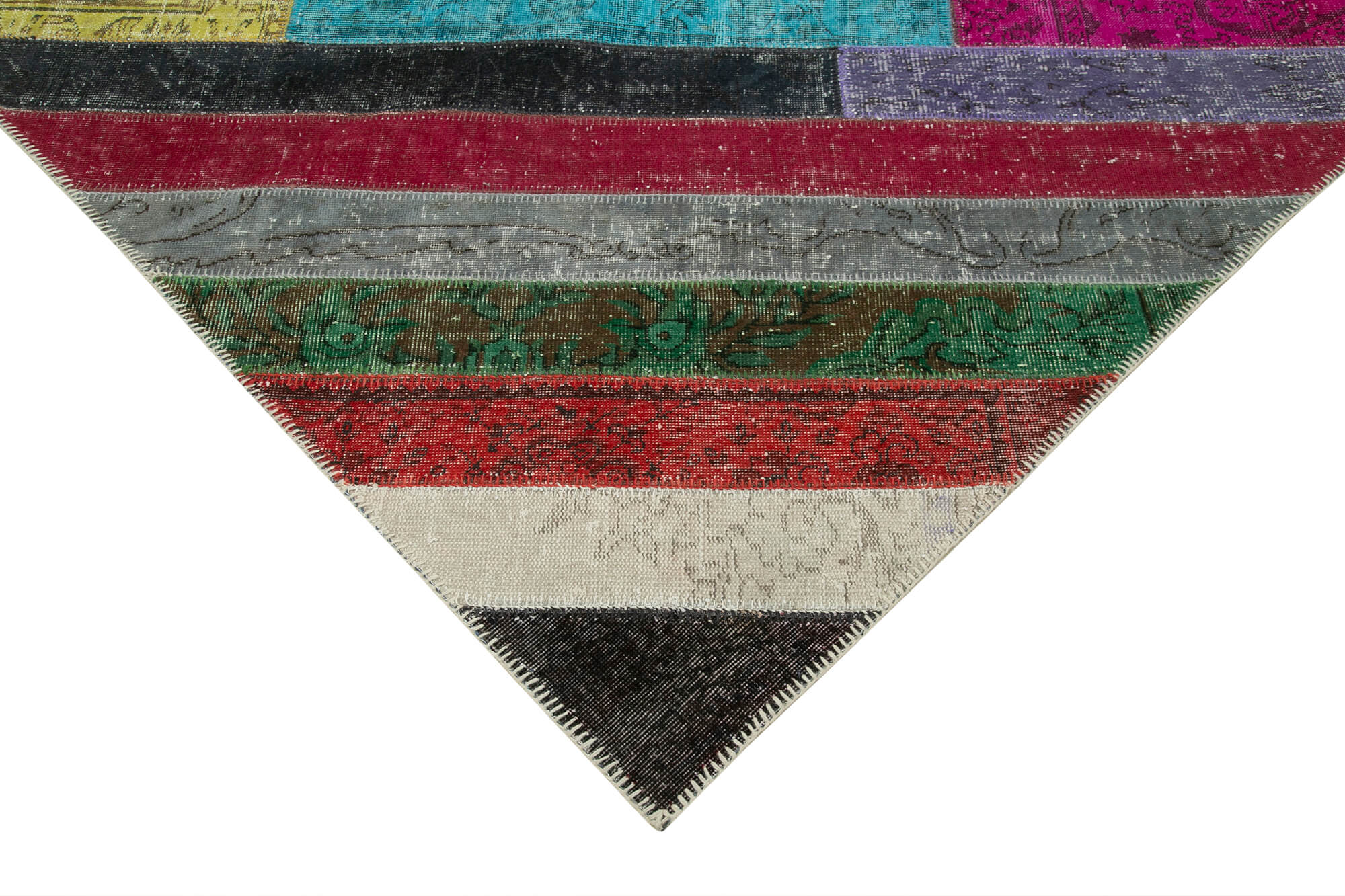 Handmade Patchwork Rug - Kirk Yama Grey Cotton Wool 6'9'' x 9'9'' Area Carpet