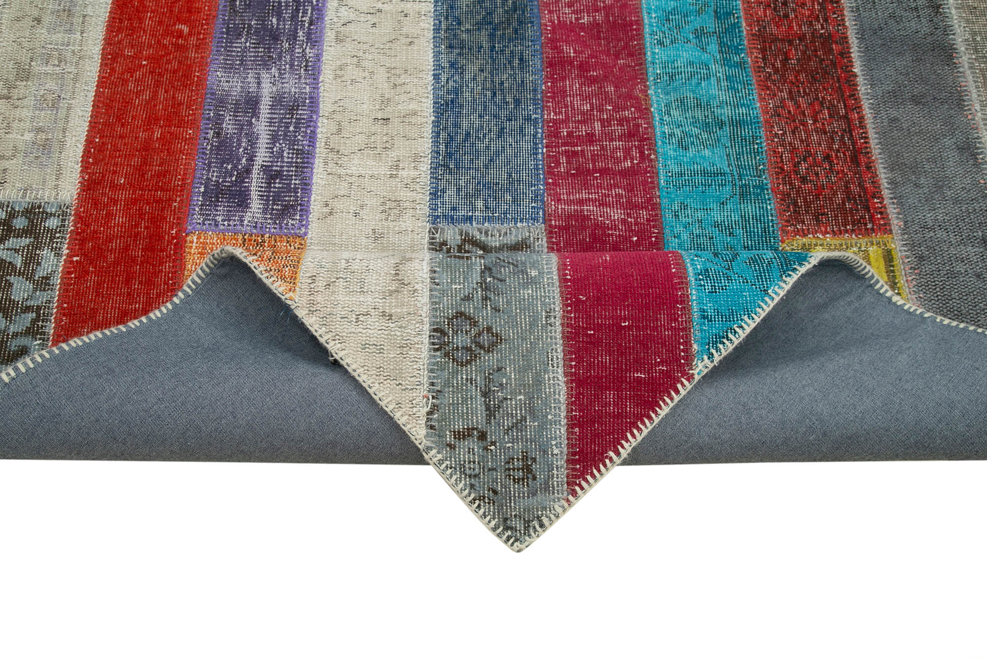 Handmade Patchwork Rug - Kirk Yama Grey Cotton Wool 6'9'' x 9'9'' Area Carpet