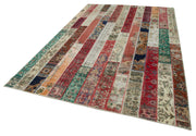 Handmade Patchwork Rug – Grey Cotton Wool Vintage Area Rug 6'7'' x 9'11''