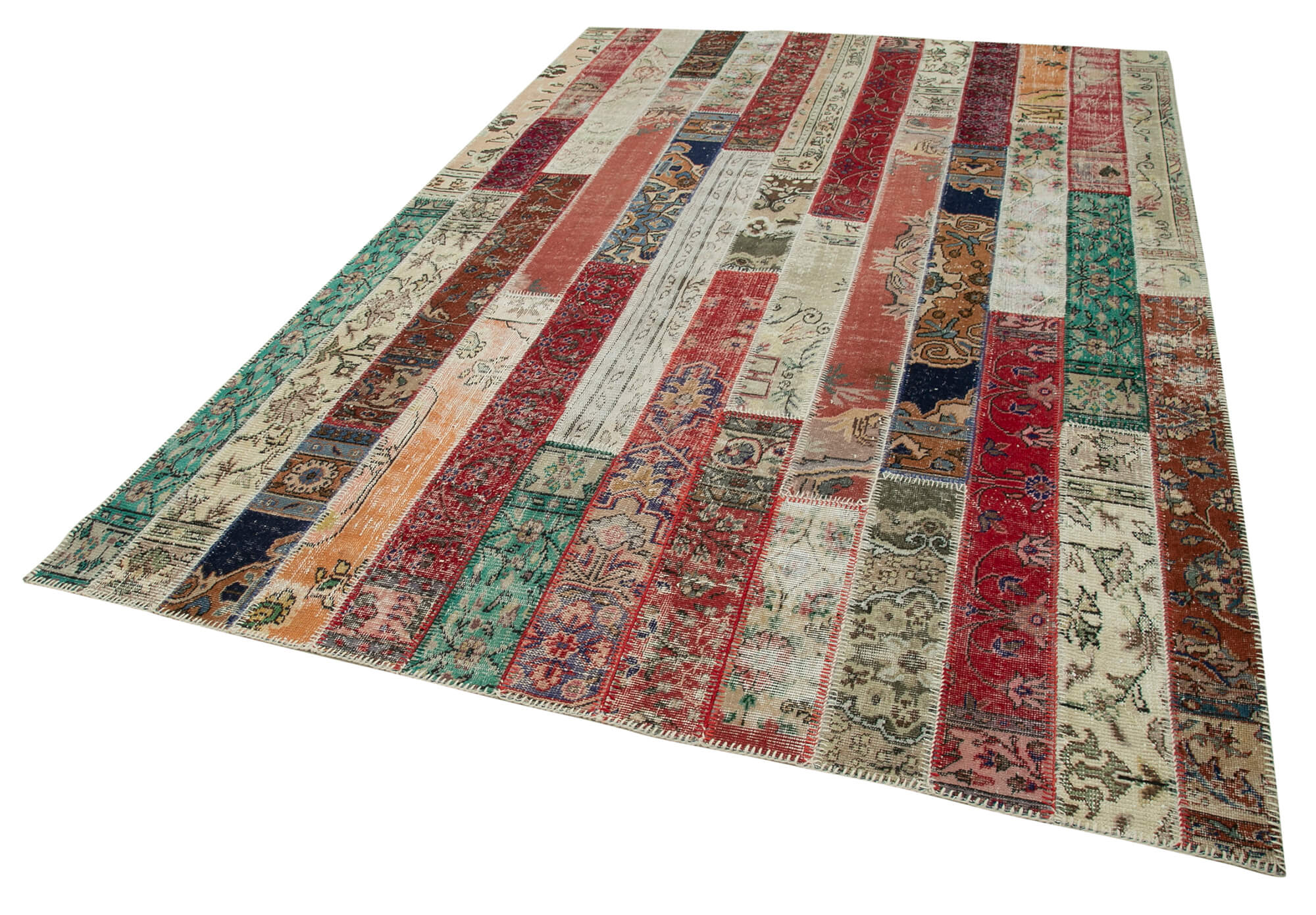 Handmade Patchwork Rug – Grey Cotton Wool Vintage Area Rug 6'7'' x 9'11''
