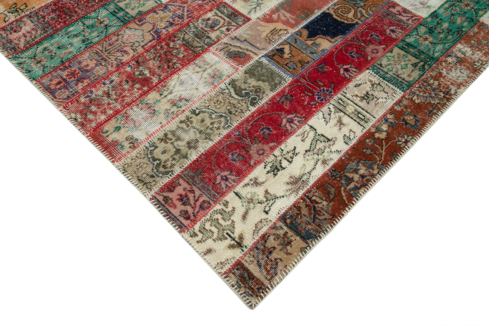 Handmade Patchwork Rug – Grey Cotton Wool Vintage Area Rug 6'7'' x 9'11''