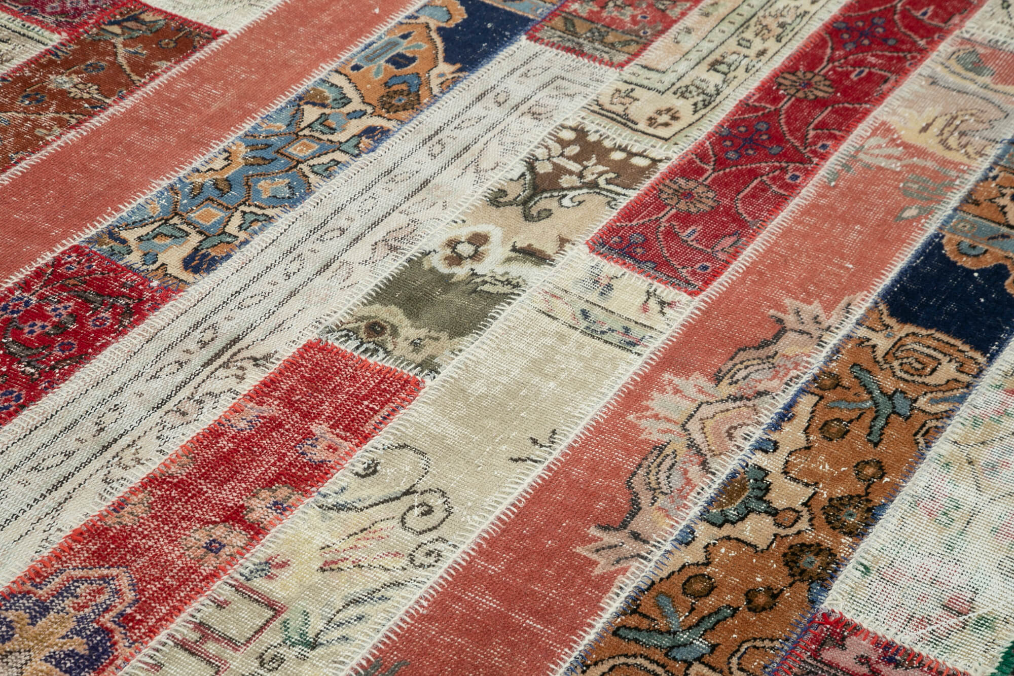 Handmade Patchwork Rug – Grey Cotton Wool Vintage Area Rug 6'7'' x 9'11''