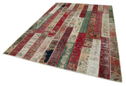 Handmade Wool Area Rug | Kirk Yama Grey Patchwork Cotton & Wool 6x9 Area Rug