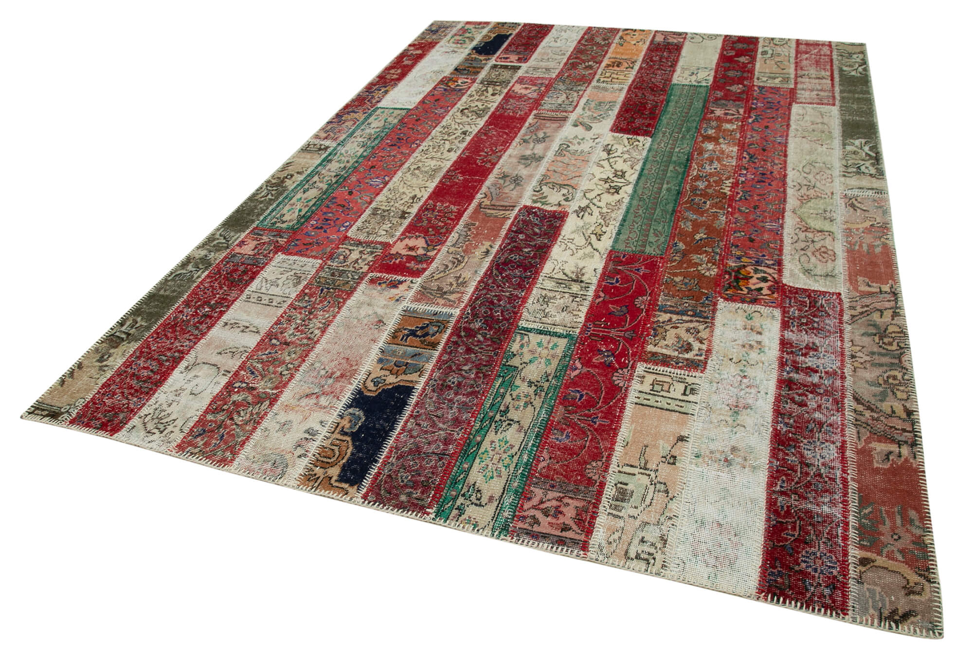 Handmade Wool Area Rug | Kirk Yama Grey Patchwork Cotton & Wool 6x9 Area Rug