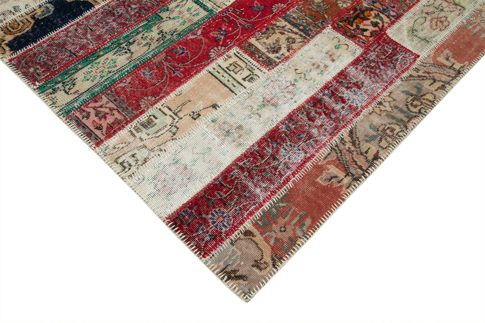 Handmade Wool Area Rug | Kirk Yama Grey Patchwork Cotton & Wool 6x9 Area Rug