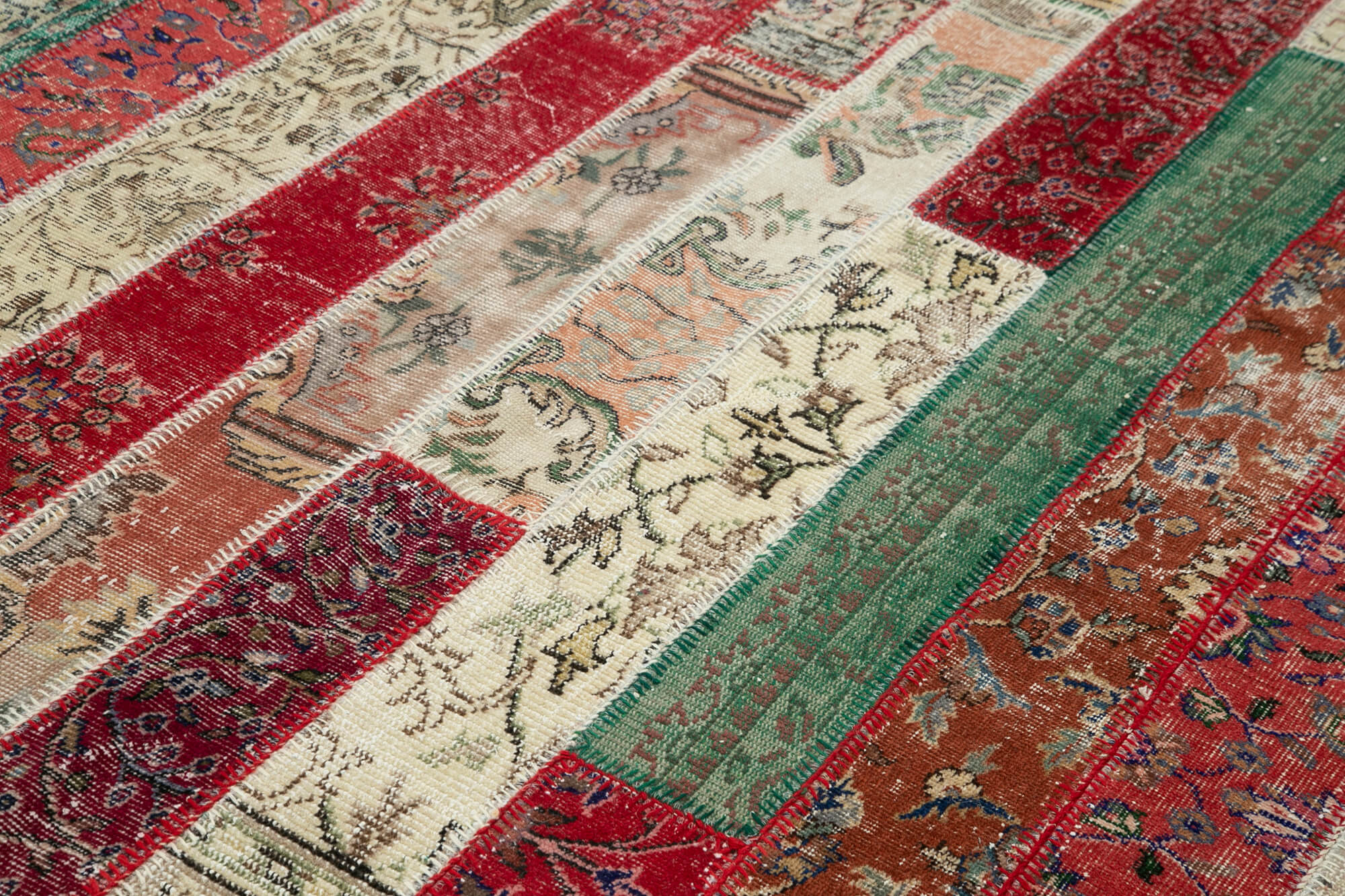 Handmade Wool Area Rug | Kirk Yama Grey Patchwork Cotton & Wool 6x9 Area Rug