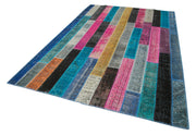 Handmade Patchwork Area Rug - Kirk Yama Grey Wool Cotton Carpet 6'7"x9'10"