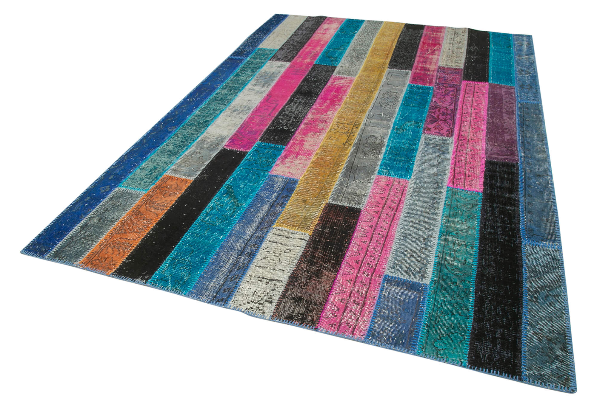 Handmade Patchwork Area Rug - Kirk Yama Grey Wool Cotton Carpet 6'7"x9'10"