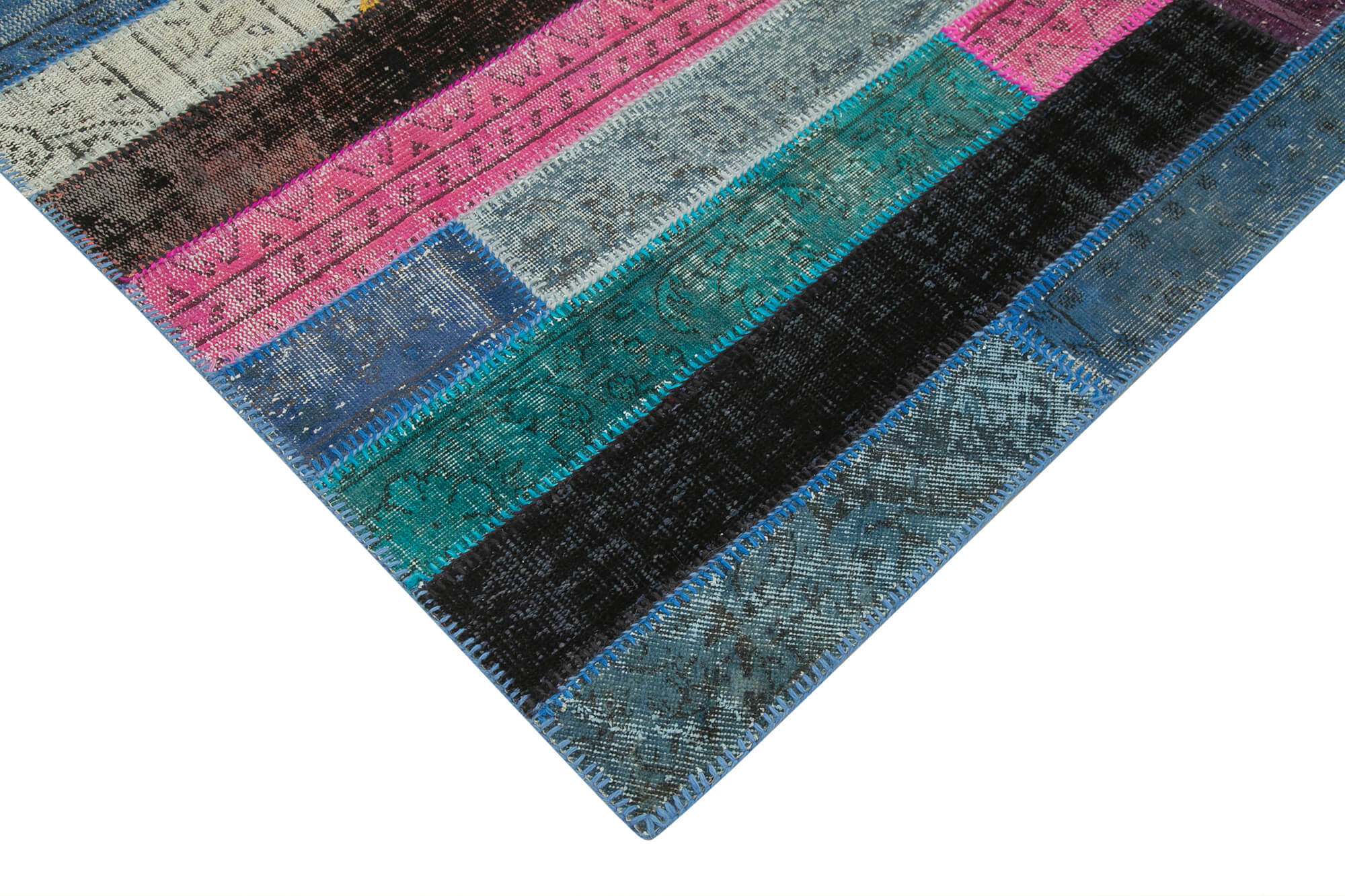 Handmade Patchwork Area Rug - Kirk Yama Grey Wool Cotton Carpet 6'7"x9'10"