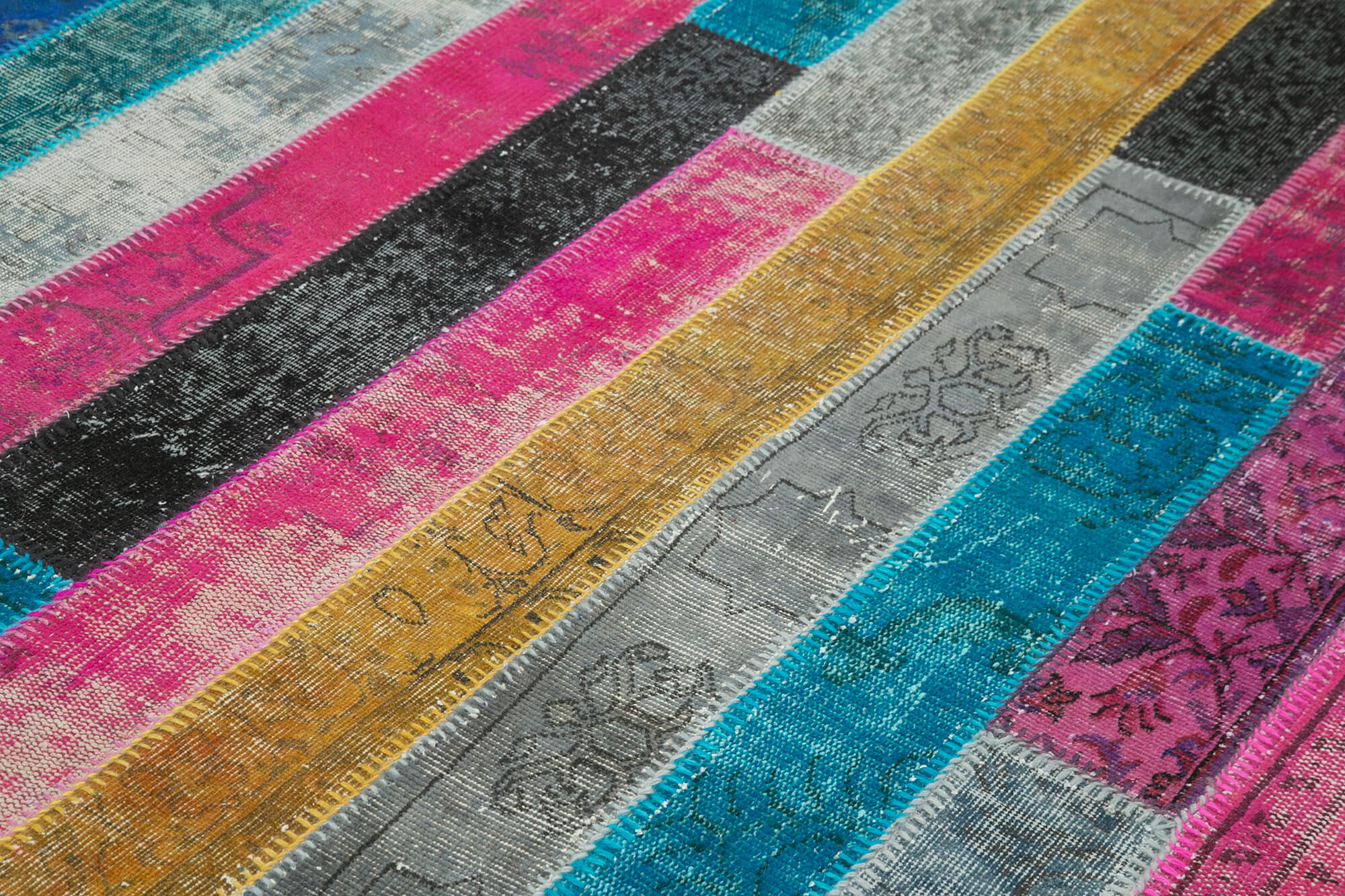 Handmade Patchwork Area Rug - Kirk Yama Grey Wool Cotton Carpet 6'7"x9'10"