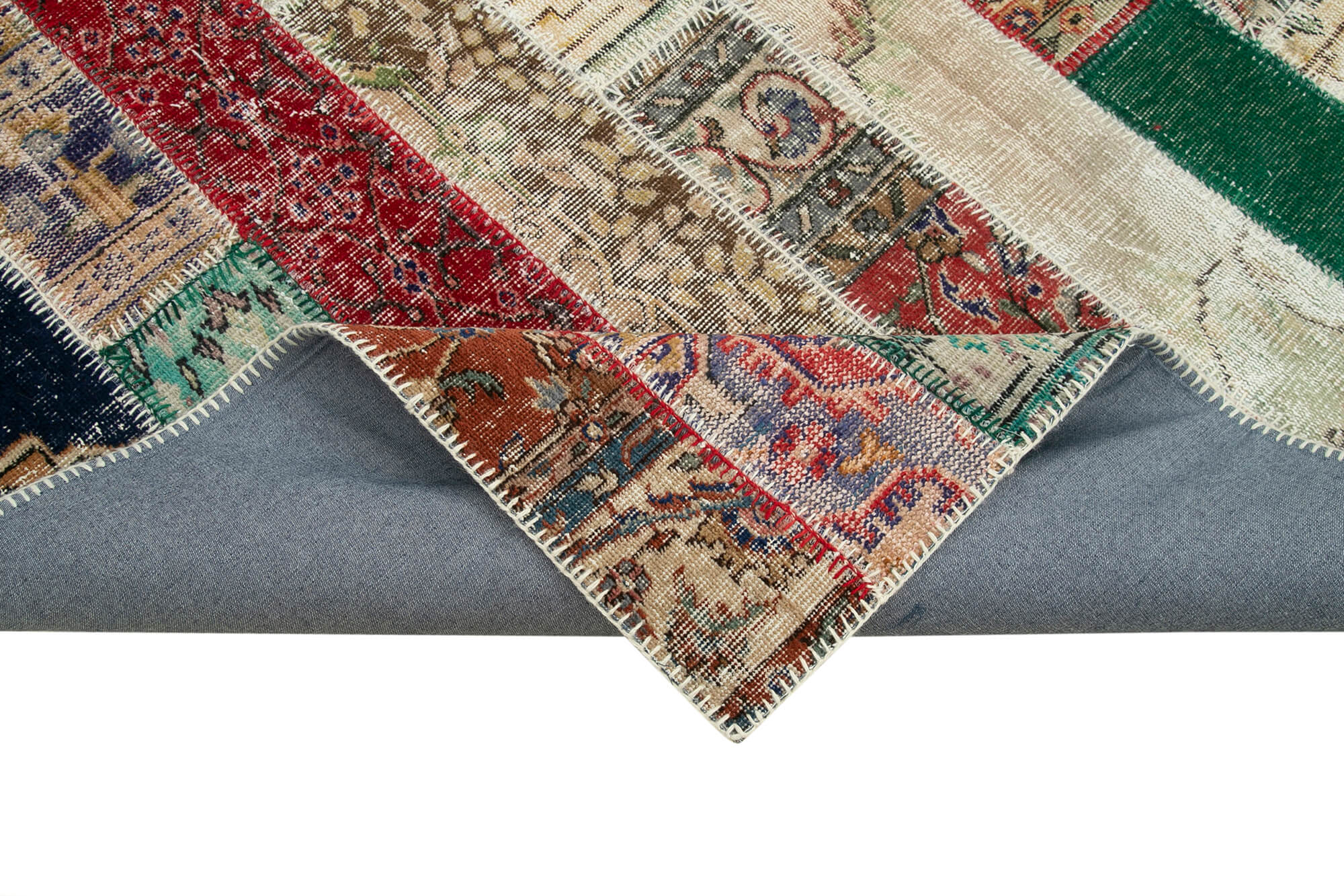 Handmade Patchwork Rug – Kirk Yama Grey Cotton Wool Blend Area Rug 6'7''x9'11''