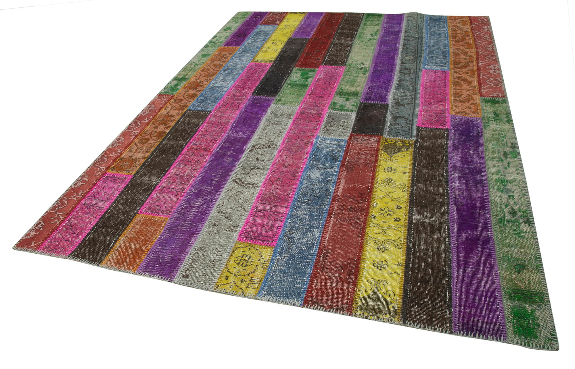 Handmade Wool Area Rug – Kirk Yama Grey Patchwork Cotton Wool Rug 6'9"x9'11"