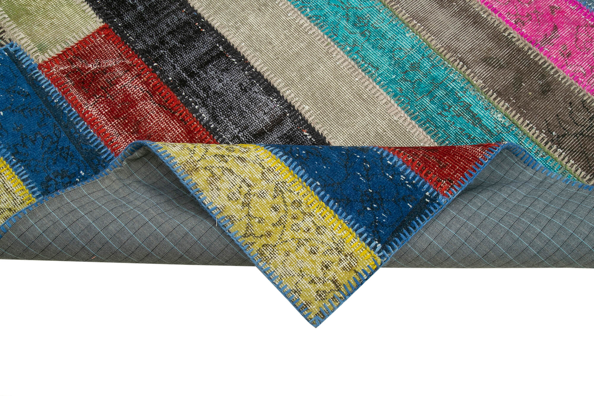 Handmade Patchwork Rug - Kirk Yama Grey Cotton Wool Area Rug 6'10" x 9'11"