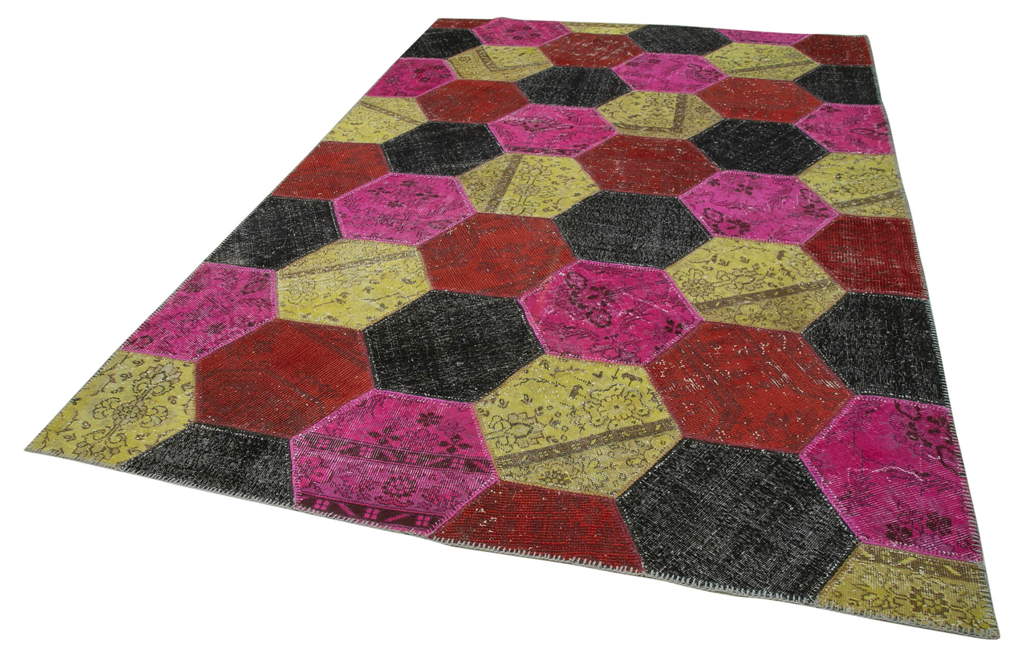 Handmade Area Rug - Kirk Yama Grey Patchwork Cotton Wool Carpet 6'6" x 10'0"