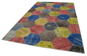 Handmade Patchwork Rug - Grey Cotton Wool Carpet 6'8'' x 10'2'' Artisan Crafted