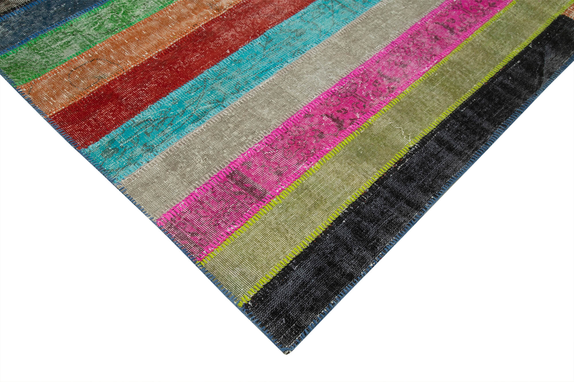 Kirk Yama Grey Patchwork Cotton Wool Handmade Area Rug 6'9'' x 9'11''