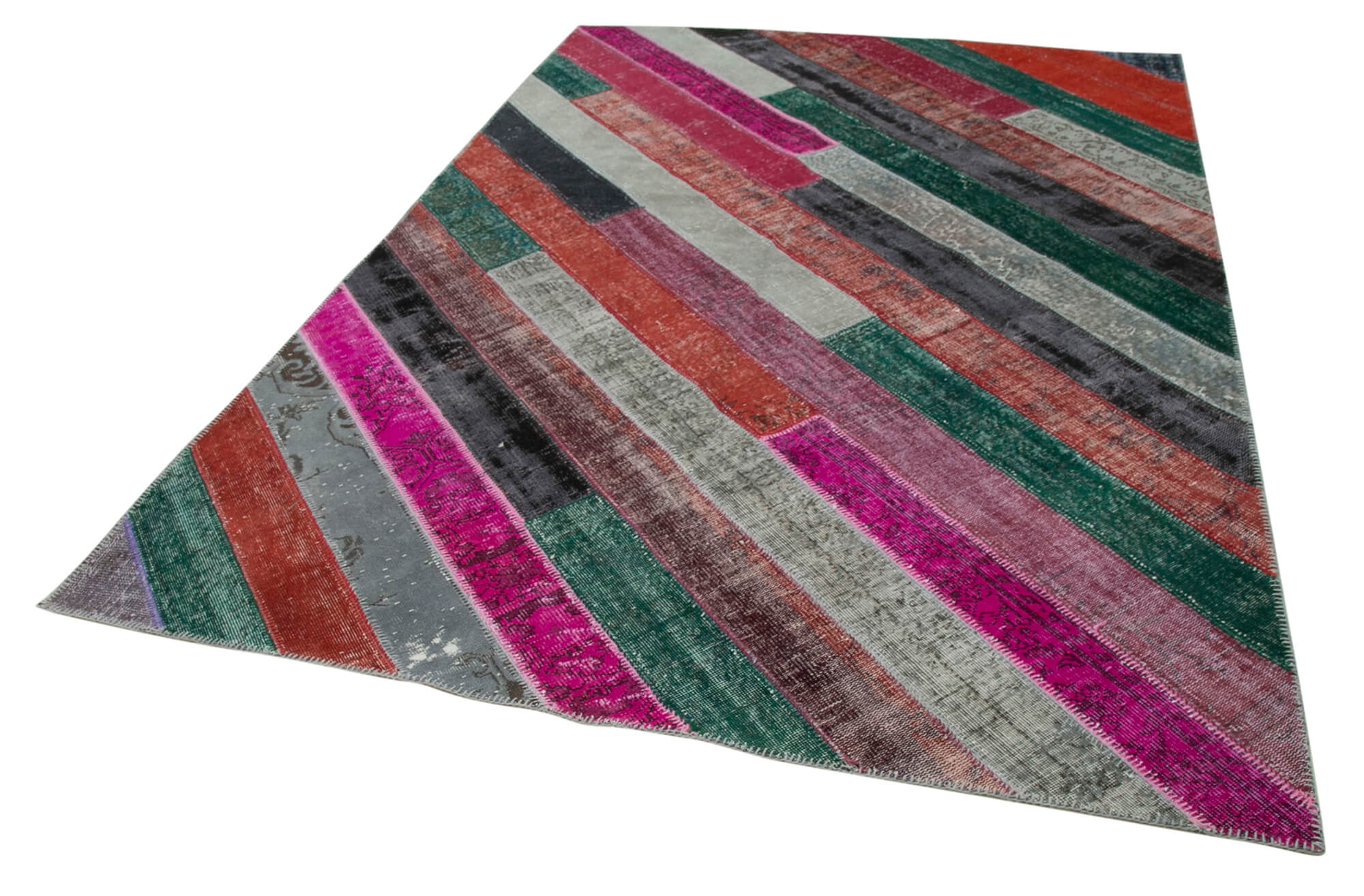 Handmade Area Rug – Kirk Yama Grey Patchwork Cotton Wool 6'7''x9'6''