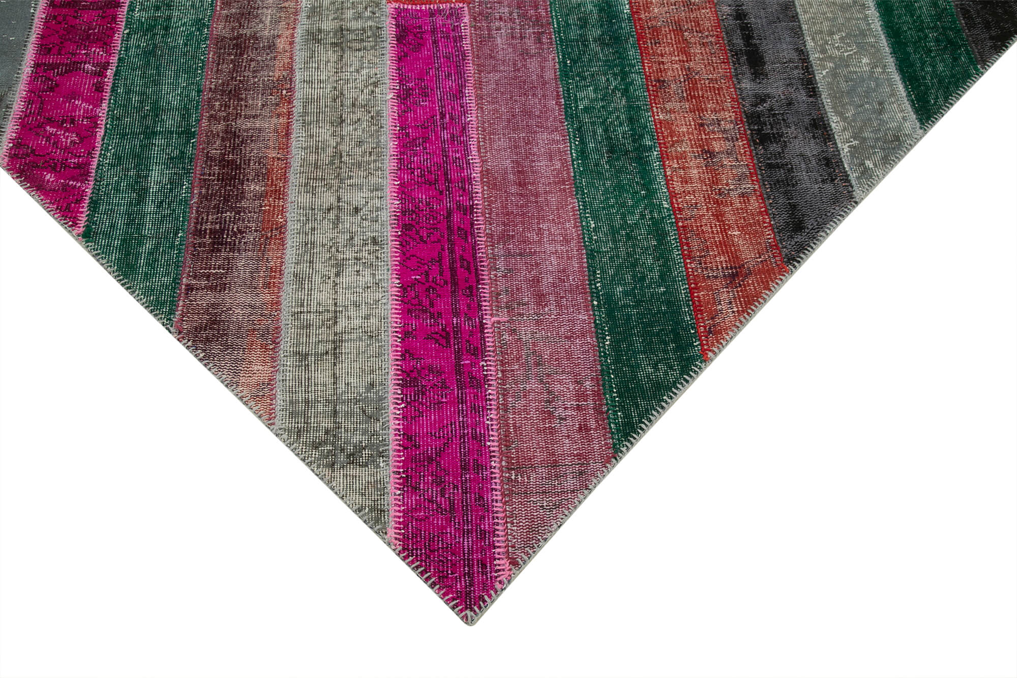 Handmade Area Rug – Kirk Yama Grey Patchwork Cotton Wool 6'7''x9'6''