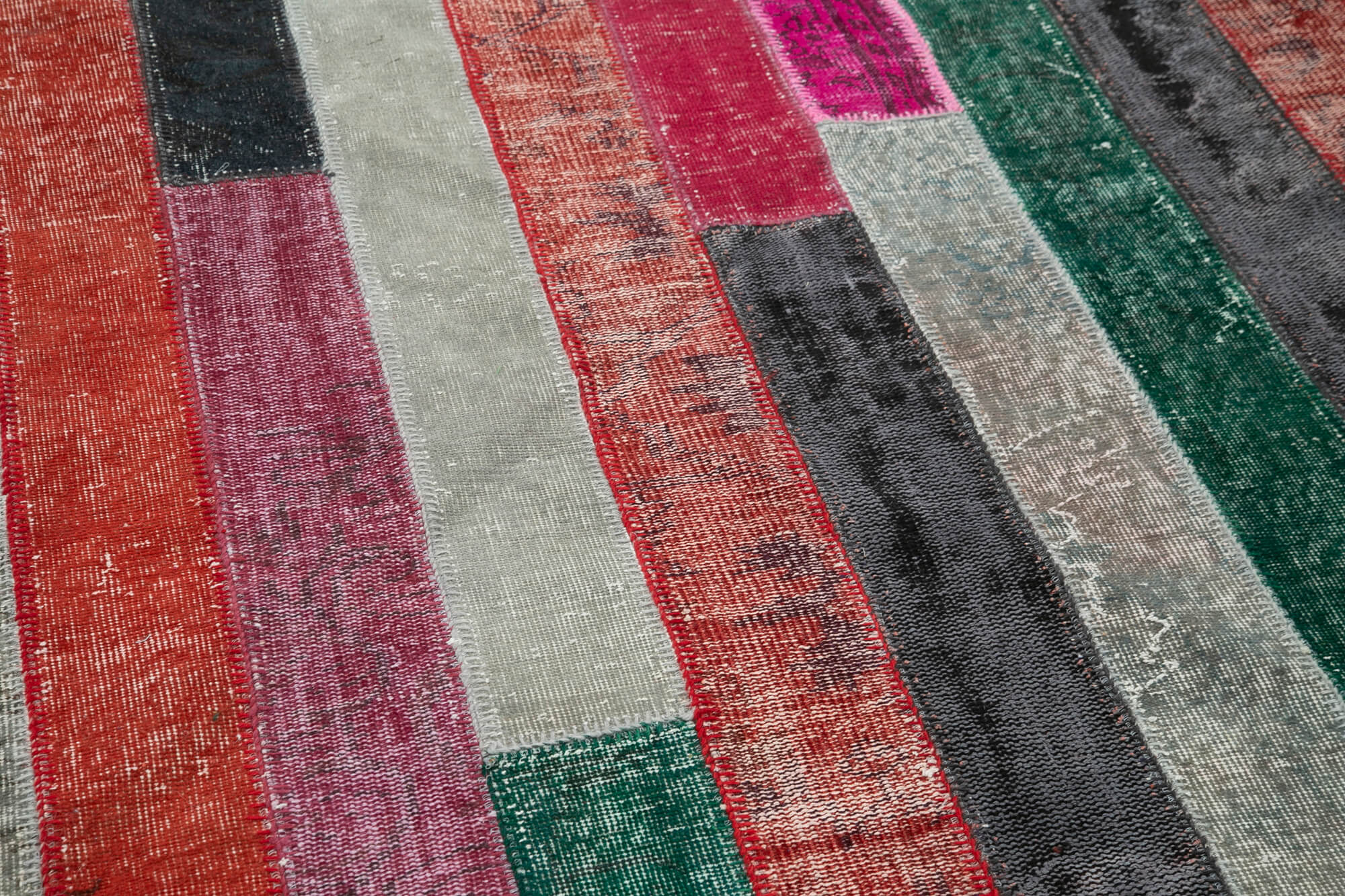 Handmade Area Rug – Kirk Yama Grey Patchwork Cotton Wool 6'7''x9'6''