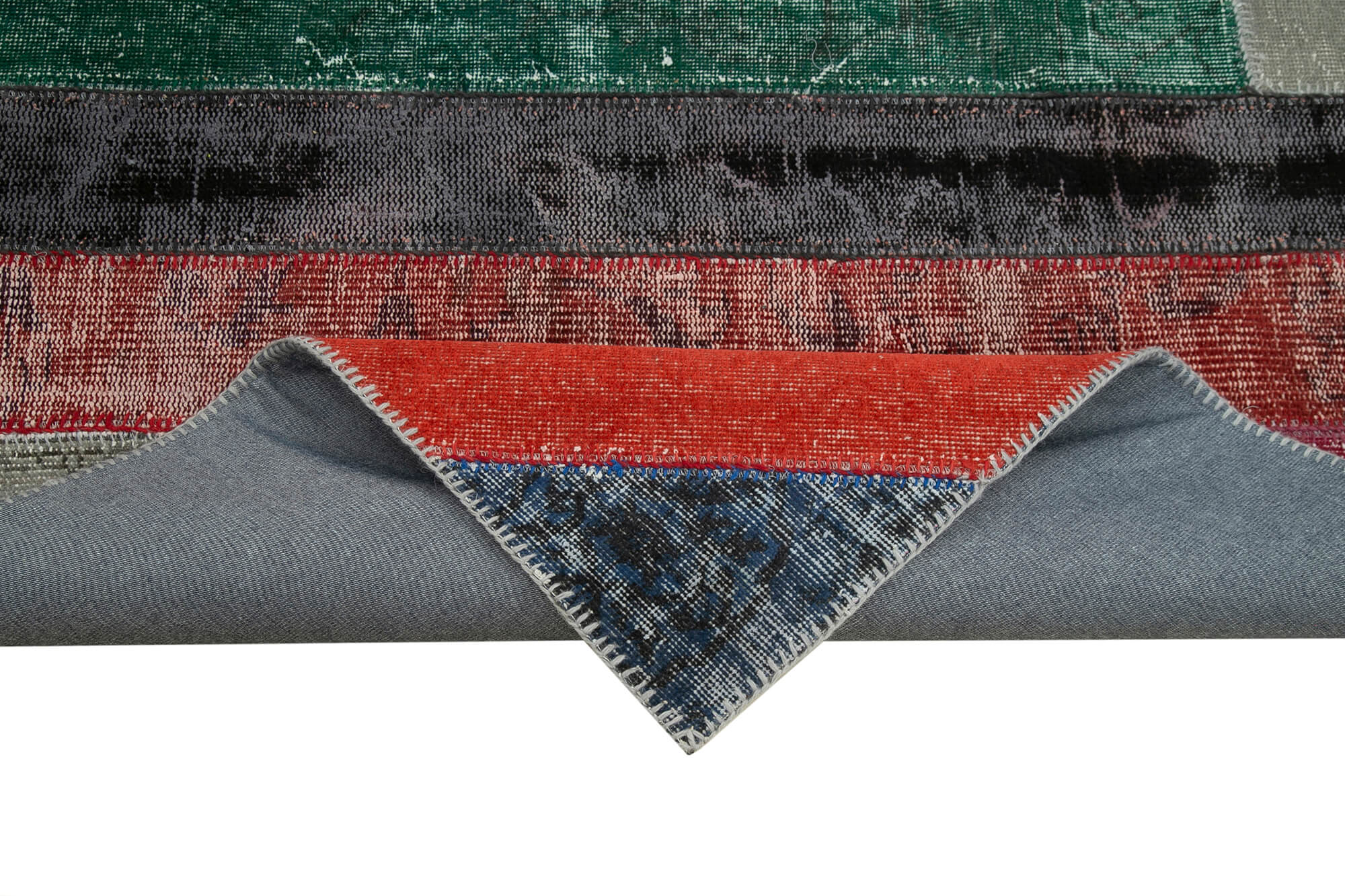 Handmade Area Rug – Kirk Yama Grey Patchwork Cotton Wool 6'7''x9'6''