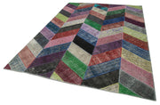Handmade Patchwork Rug - Kirk Yama Grey Cotton Wool Vintage Area Rug 7'1''x9'11''