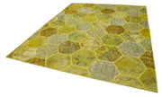 Handmade Patchwork Rug - Yellow Cotton Wool Vintage Area Rug 8'2''x10'2''