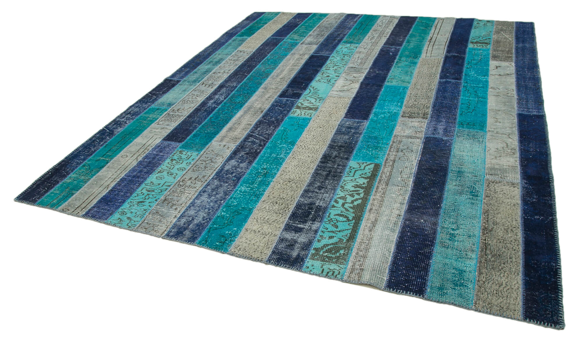 Handmade Patchwork Rug - Kirk Yama Grey Cotton Wool Carpet 8'5''x10'0''