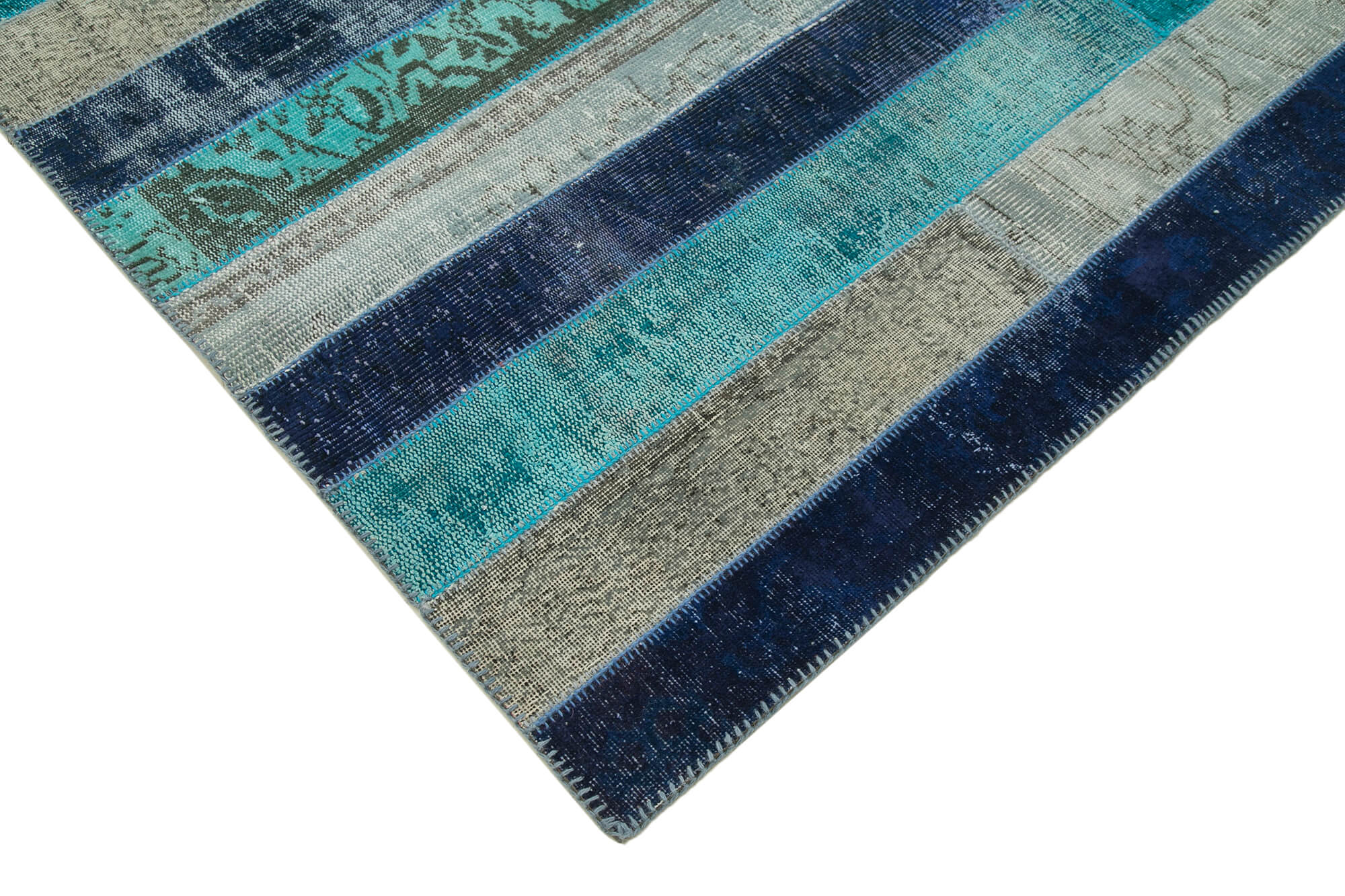Handmade Patchwork Rug - Kirk Yama Grey Cotton Wool Carpet 8'5''x10'0''