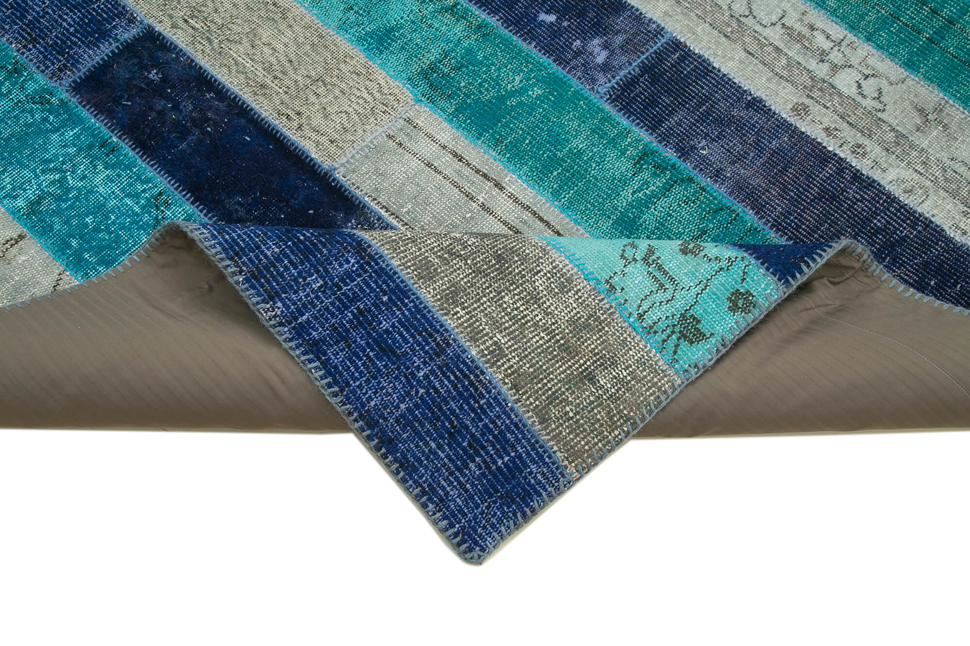 Handmade Patchwork Rug - Kirk Yama Grey Cotton Wool Carpet 8'5''x10'0''