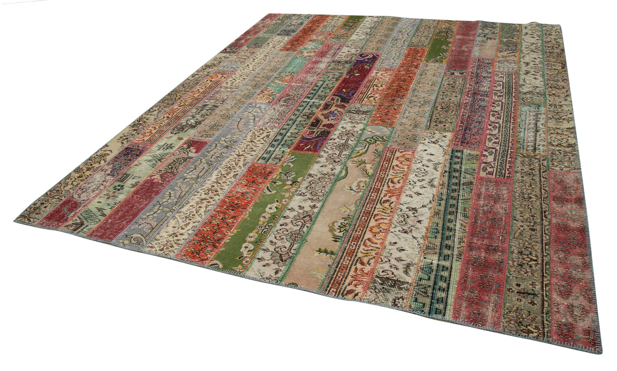 Kirk Yama Grey Patchwork Cotton Wool Handmade Area Rug 8'0'' x 10'0''
