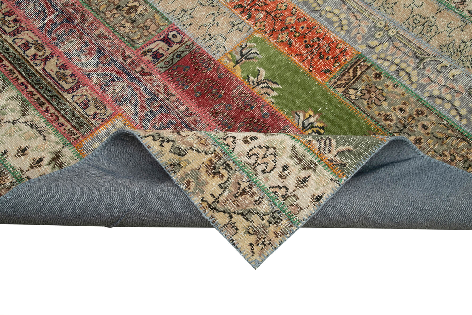 Kirk Yama Grey Patchwork Cotton Wool Handmade Area Rug 8'0'' x 10'0''