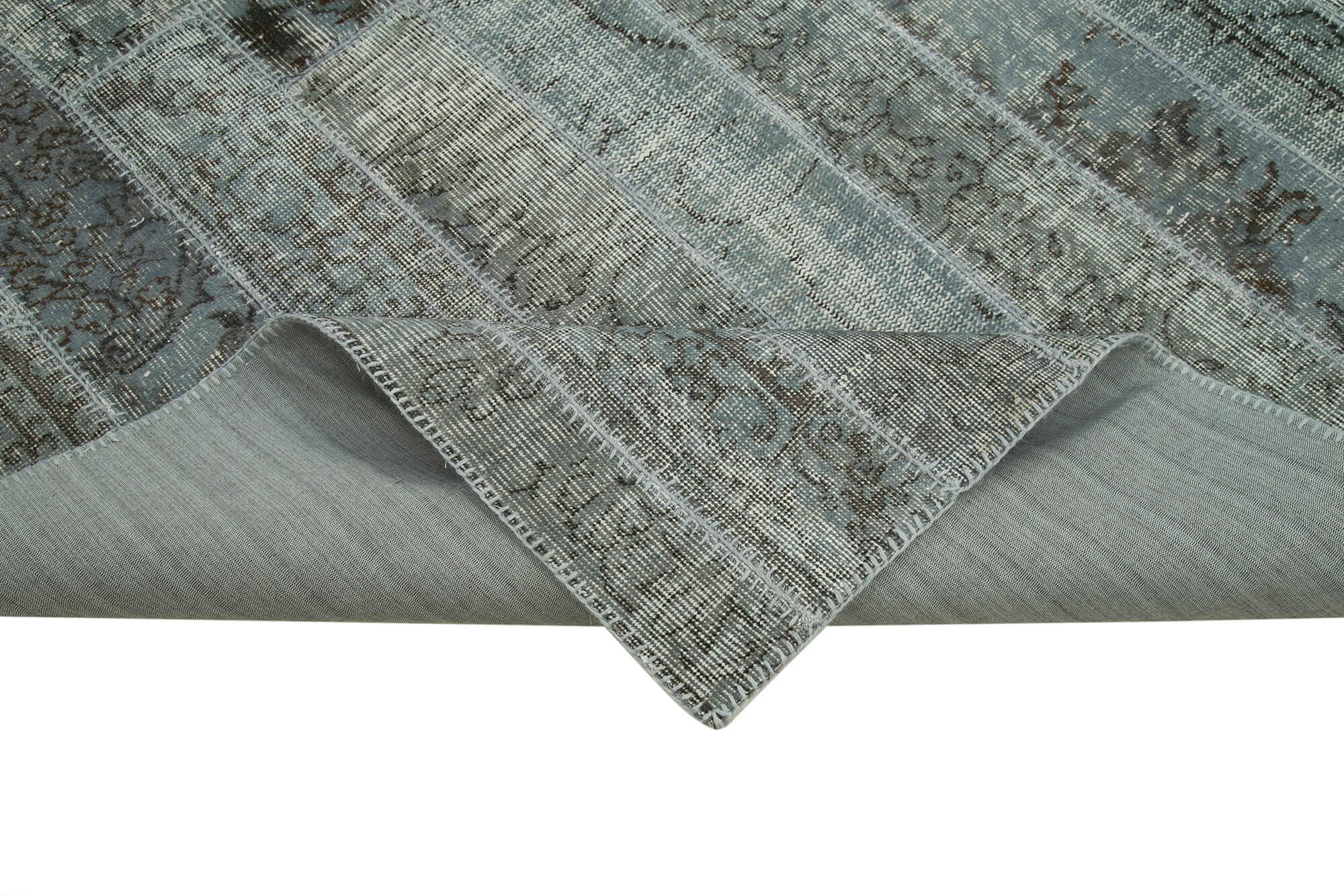 Handmade Patchwork Rug – Kirk Yama Grey Cotton Wool Area Rug 8'2'' x 9'11''