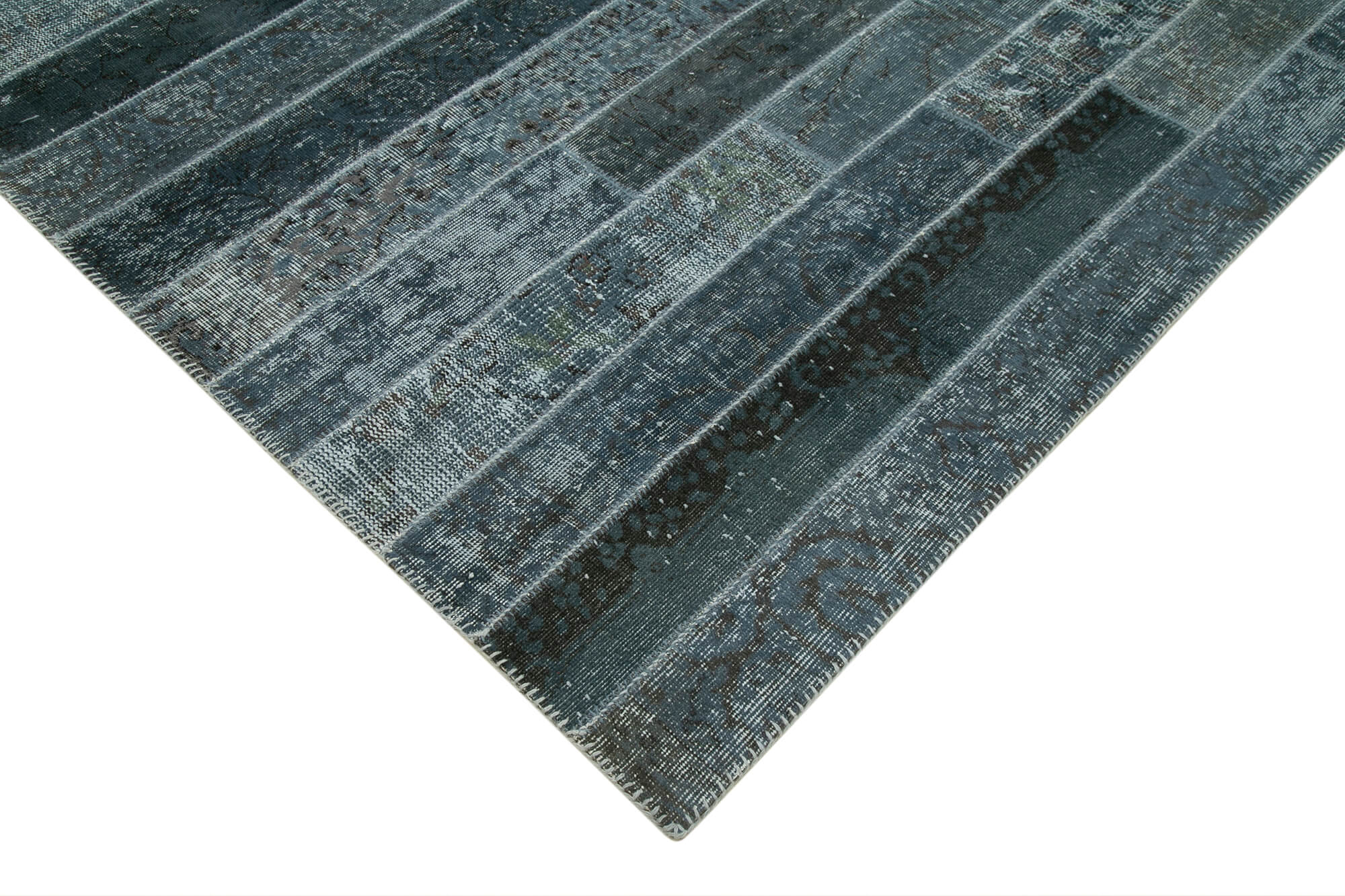 Kirk Yama Grey Patchwork Cotton Wool Handmade Area Rug 7'10'' x 10'1''