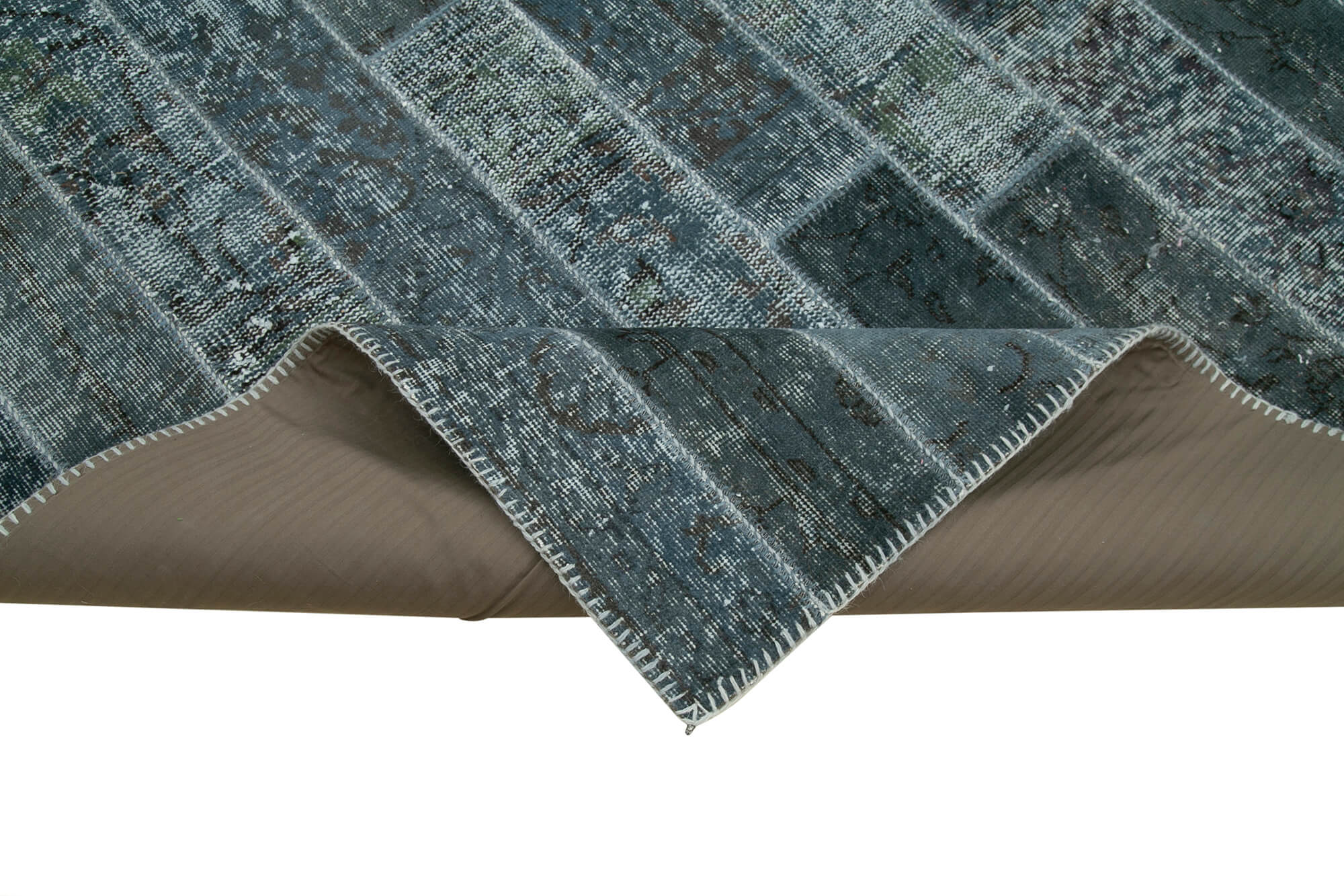 Kirk Yama Grey Patchwork Cotton Wool Handmade Area Rug 7'10'' x 10'1''