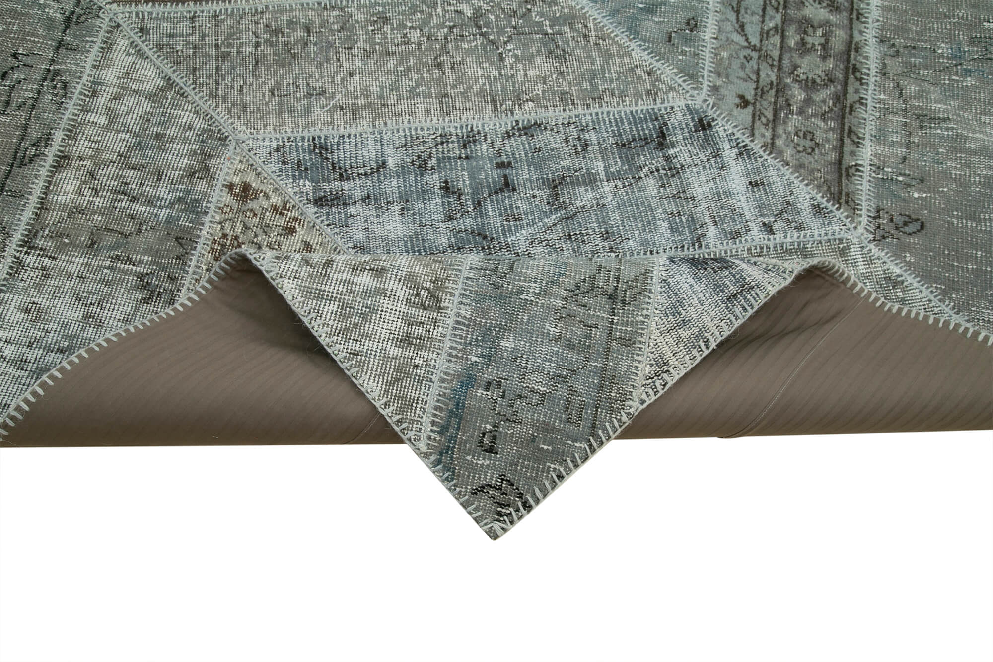 Handmade Patchwork Rug - Kirk Yama Grey Cotton Wool Area Rug 8'x10'2''