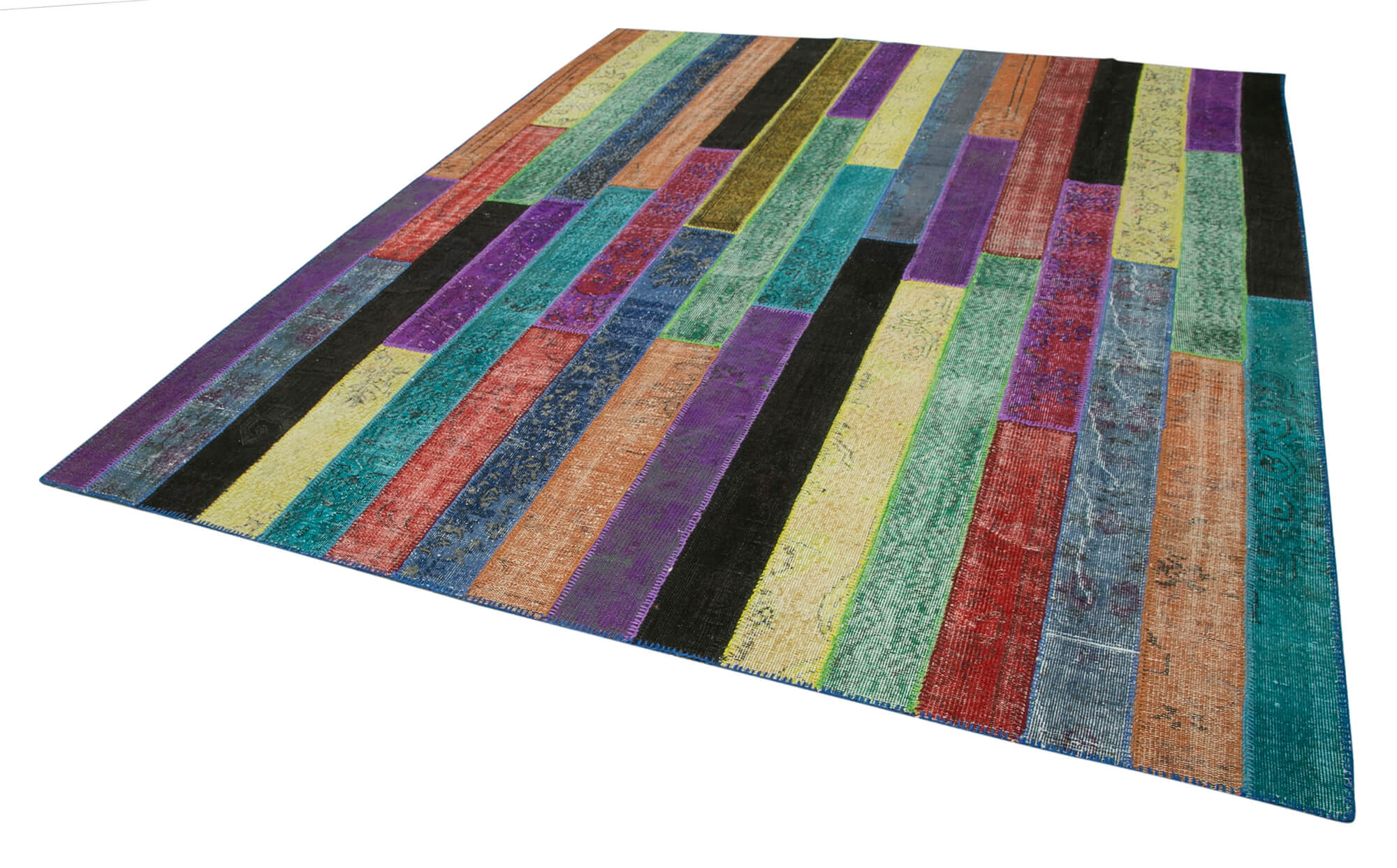 Handmade Patchwork Rug – Grey Area Rug 8'1'' x 9'8'' | Cotton Wool Durable Carpet