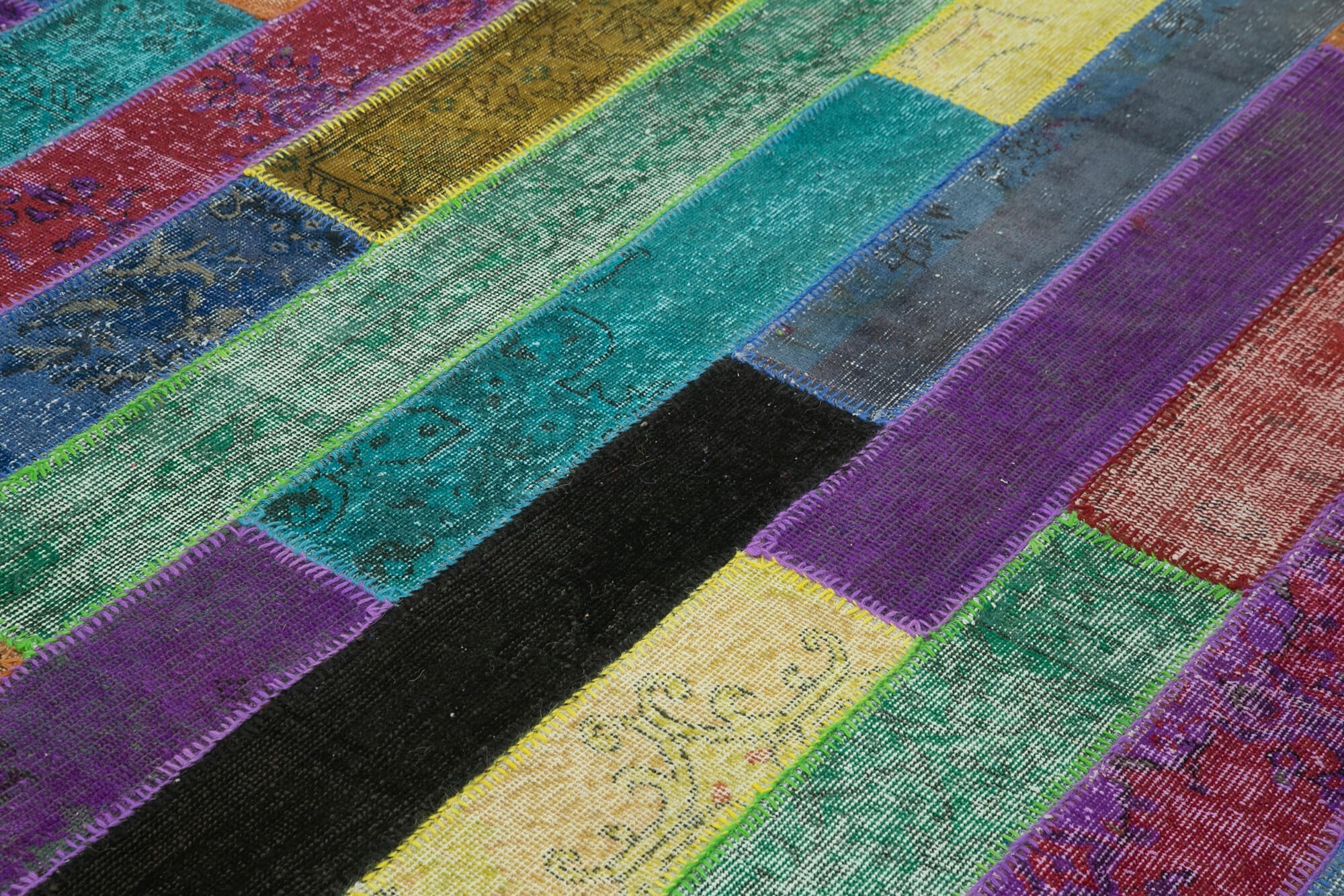 Handmade Patchwork Rug – Grey Area Rug 8'1'' x 9'8'' | Cotton Wool Durable Carpet