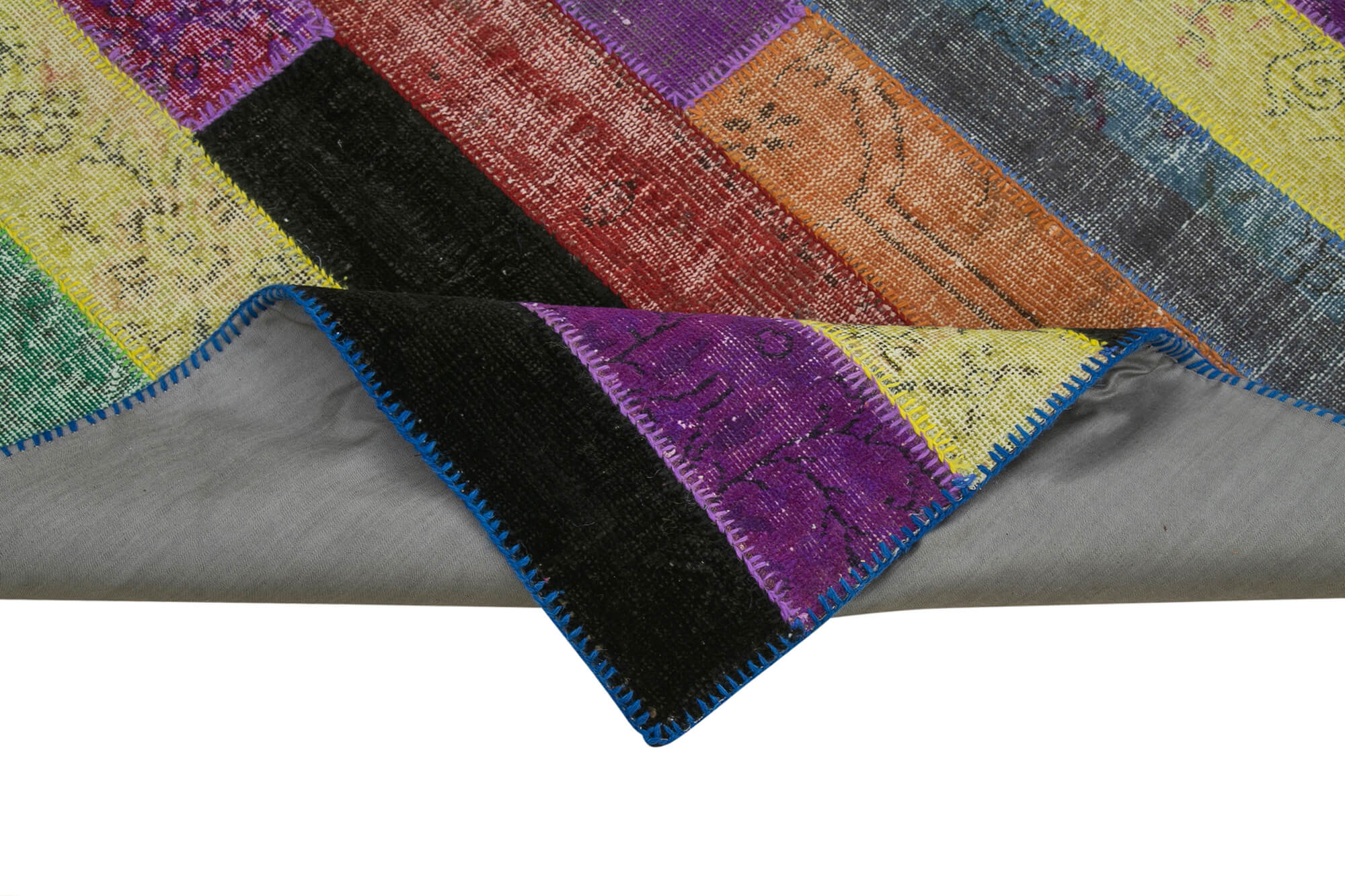 Handmade Patchwork Rug – Grey Area Rug 8'1'' x 9'8'' | Cotton Wool Durable Carpet