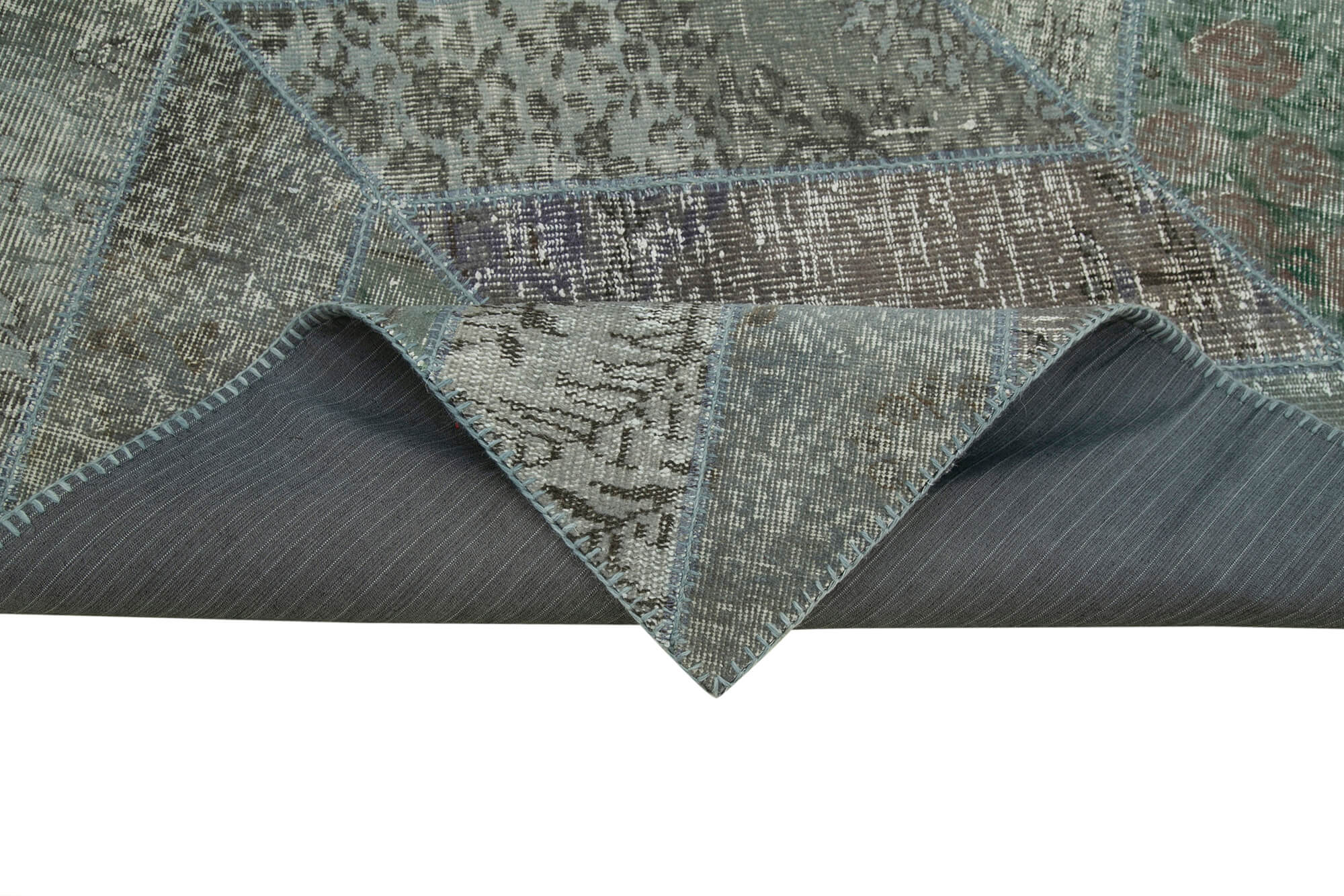 Handmade Patchwork Rug - Kirk Yama Grey Cotton Wool Carpet 8'2''x10'1''