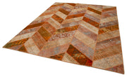 Handmade Patchwork Rug - Kirk Yama Orange Cotton Wool Vintage Area Rug 8'2"x10'1"
